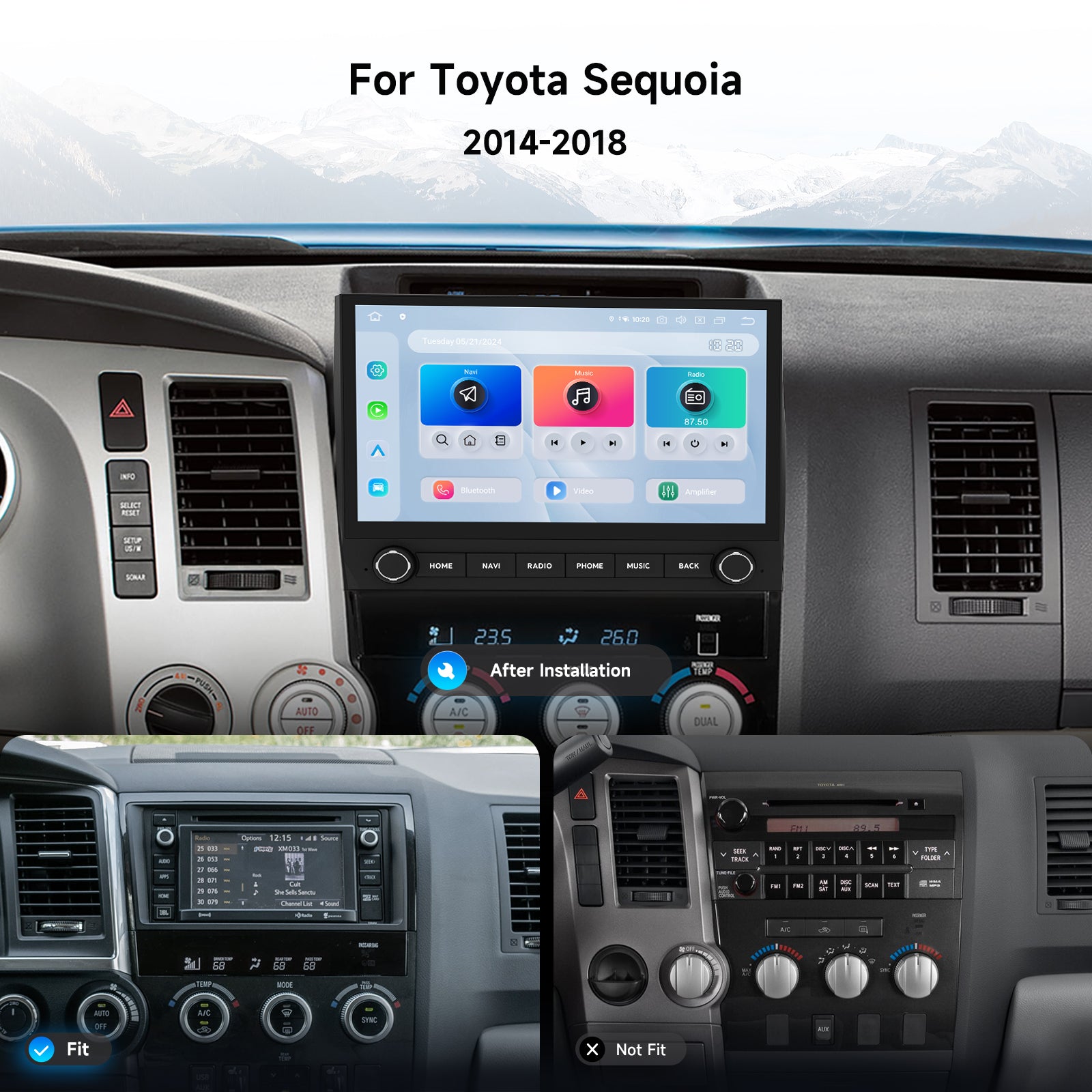 Dasaita 11.6" Android 13 Radio for Toyota Tundra 2007-2013 & Sequoia 2014-2022 | Qualcomm 665 Octa-Core | Physical Knobs | Retains Factory JBL & Backup Cam | Wireless CarPlay & Android Auto