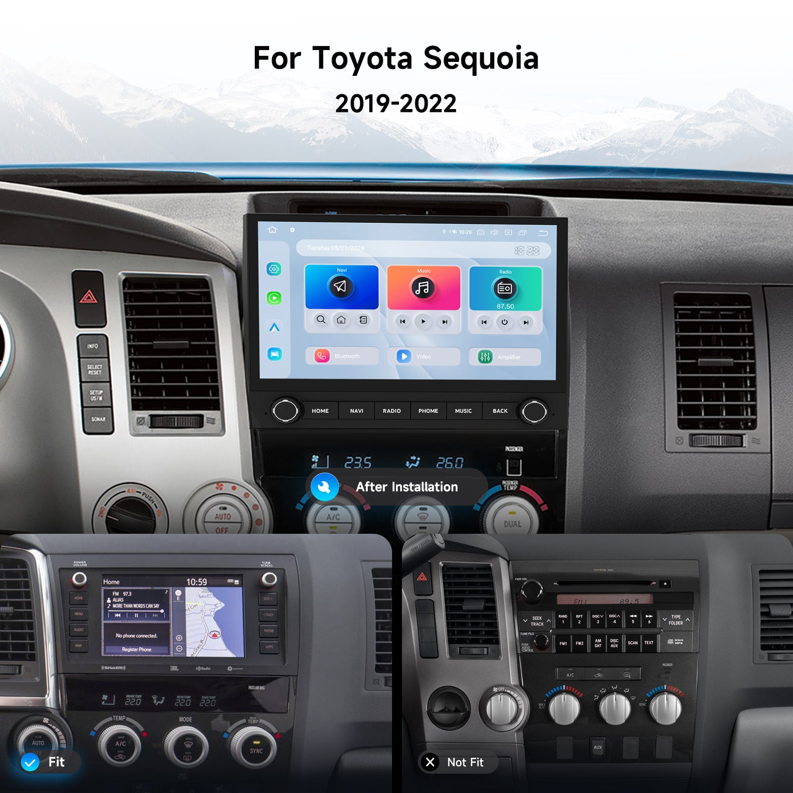 Dasaita 11.6" Android 13 Radio for Toyota Tundra 2007-2013 & Sequoia 2014-2022 | Qualcomm 665 Octa-Core | Physical Knobs | Retains Factory JBL & Backup Cam | Wireless CarPlay & Android Auto