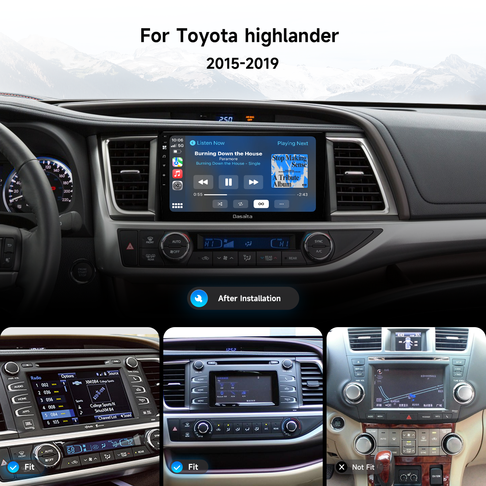 Dasaita Android13 Car Stereo for Toyota Highlander 2015-2019 Wireless Carplay & Android Auto Car Radio | Qualcomm 665 | 10.2" QLED Screen | Wifi+4G LTE | 6G/8G+64G/256G | DTS|GPS Navigation Head Unit | Optical Output