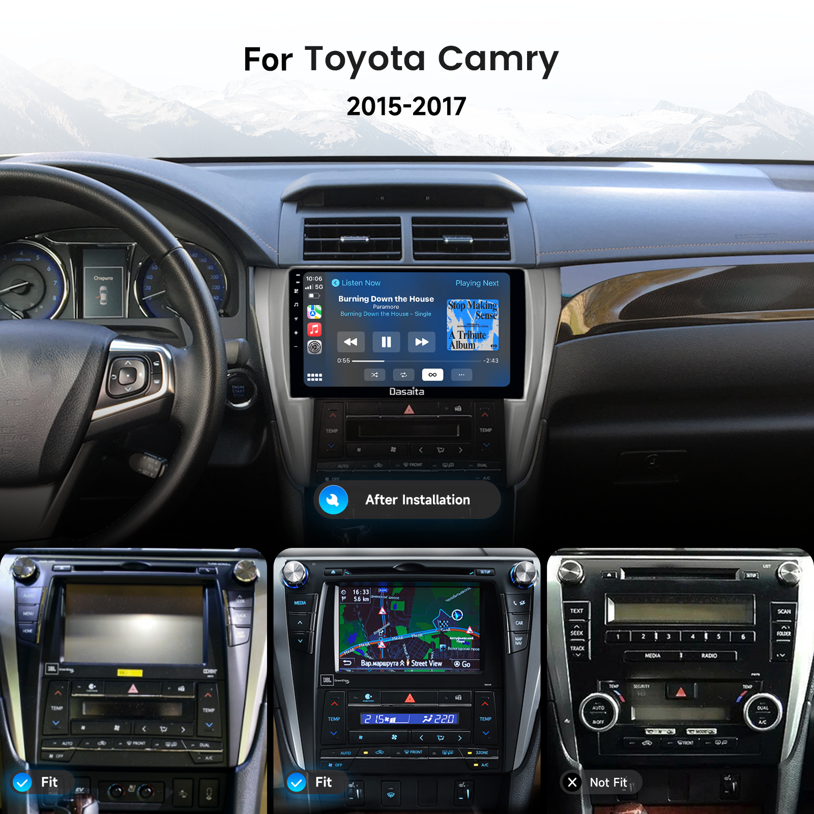 Dasaita Android13 Car Stereo for Toyota Camry 2015-2017 Wireless Carplay & Android Auto Car Radio | Qualcomm 665 | 10.2" QLED Screen | Wifi+4G LTE | 6G+64G| DTS|GPS Navigation Head Unit | Optical Output