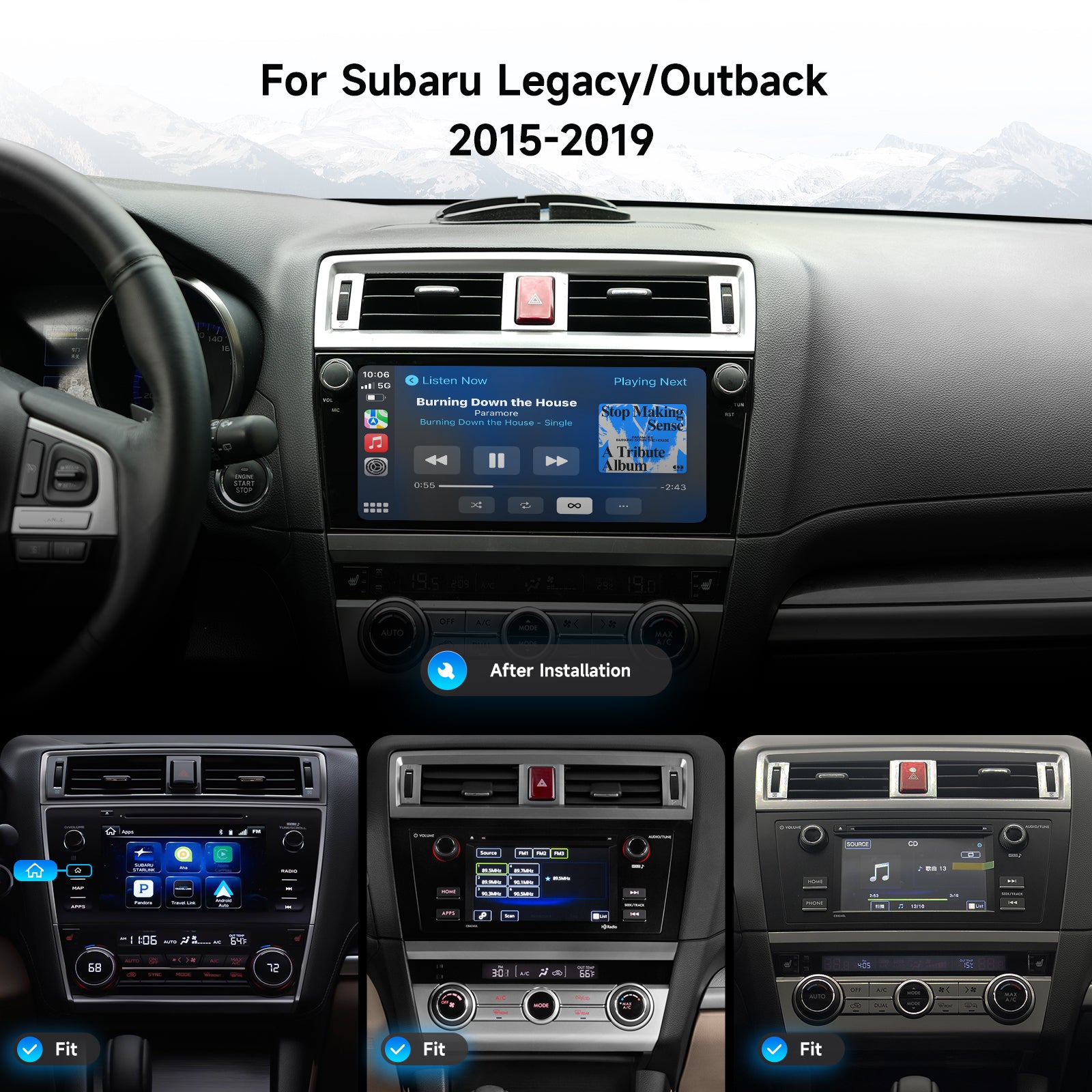 Dasaita Android 13 10.33″ for Subaru Outback & Legacy (2015-2019) QLED Factory Style Head Unit | Octa-Core 8+256GB | Wireless CarPlay/Android Auto | Hi-Fi Audio & Physical Knob | Plug & Play Upgrade