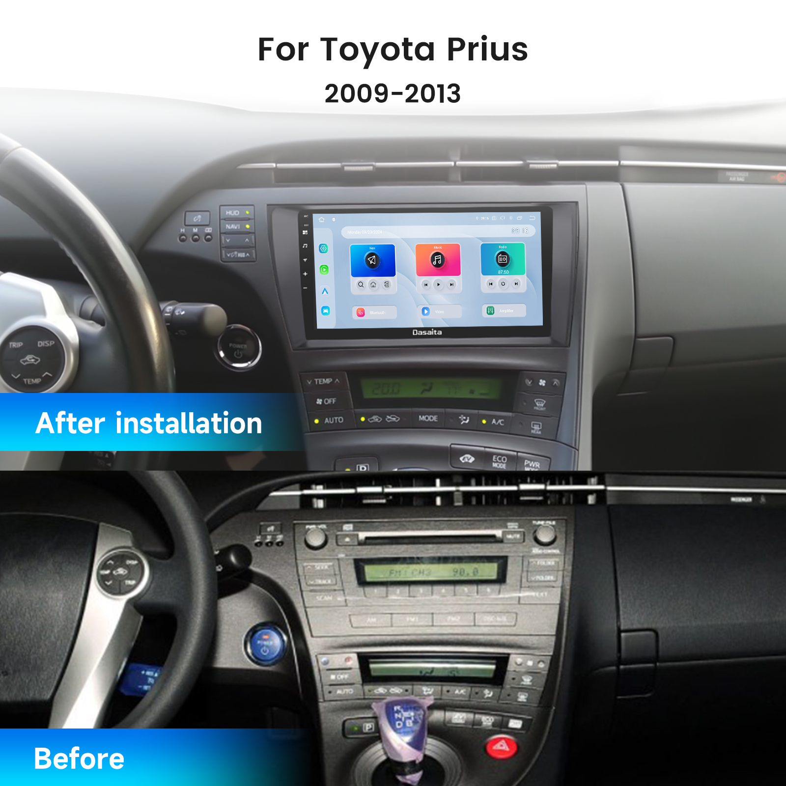 Dasaita Android13 Car Stereo for Toyota Prius 2009-2013 Wireless Carplay & Android Auto Car Radio | Qualcomm 665 | 9" QLED Screen | Wifi+4G LTE | 6G+64G | DTS|GPS Navigation Head Unit | Optical Output