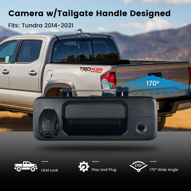 Dasaita Tailgate Handle Reverse Camera, Fit for Toyota Tundra 2014-2020 OEM Replacement, AHD 1080P Rear View Camera Backup Camera with Wiring Harness, 170° Wide Angle, IP68 Waterproof