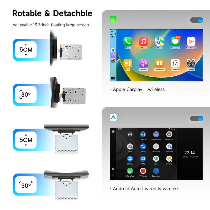 Dasaita Android13 Car Stereo for Universal 2 Din 13.1" Wireless Carplay & Android Auto Car Radio | Qualcomm 665 |2K QLED Screen| Wifi+4G LTE|6G+64G|DTS|GPS Navigation Head Unit|Optical Output