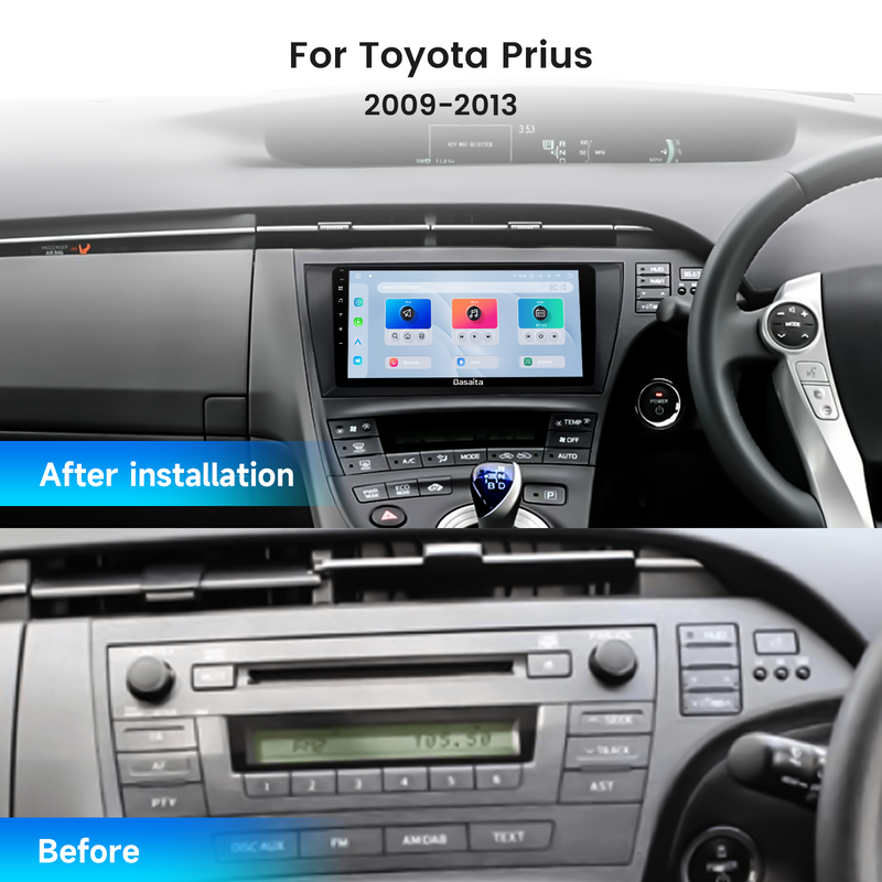 Dasaita Android13 Car Stereo for Toyota Pruis 2009-2013 Wireless Carplay & Android Auto Car Radio | Qualcomm 665 | 9" QLED Screen | Wifi+4G LTE | 6G+64G | DTS|GPS Navigation Head Unit | Optical Output