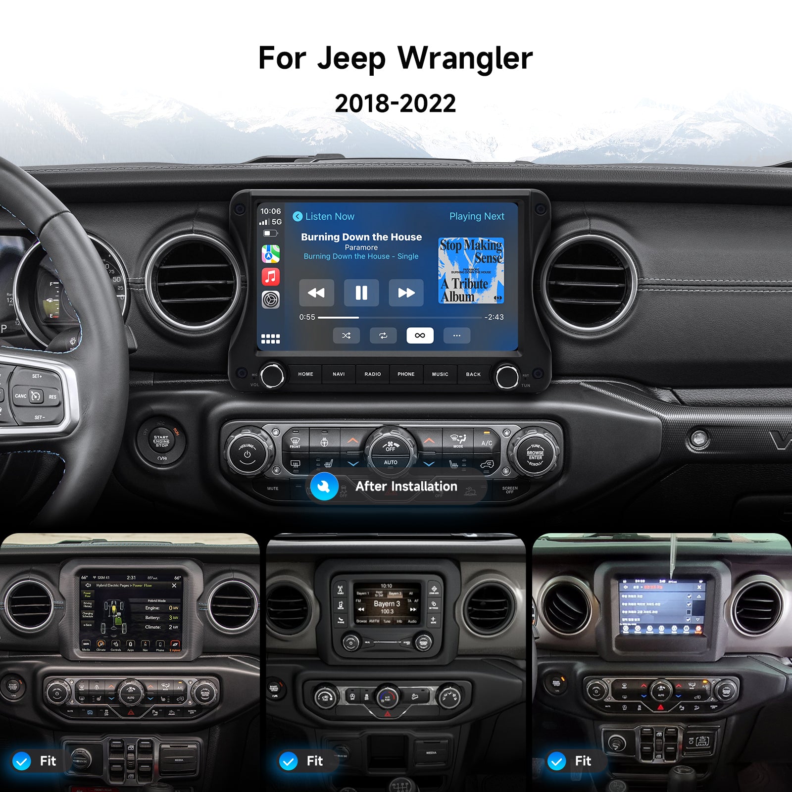 Dasaita 10.2" QLED Car Stereo for Jeep Wrangler JL 2018-2022 & Gladiator JT | OEM Style Design with Physical Knobs & Buttons | Wireless CarPlay Android Auto | Retains Factory AHD Backup Camera