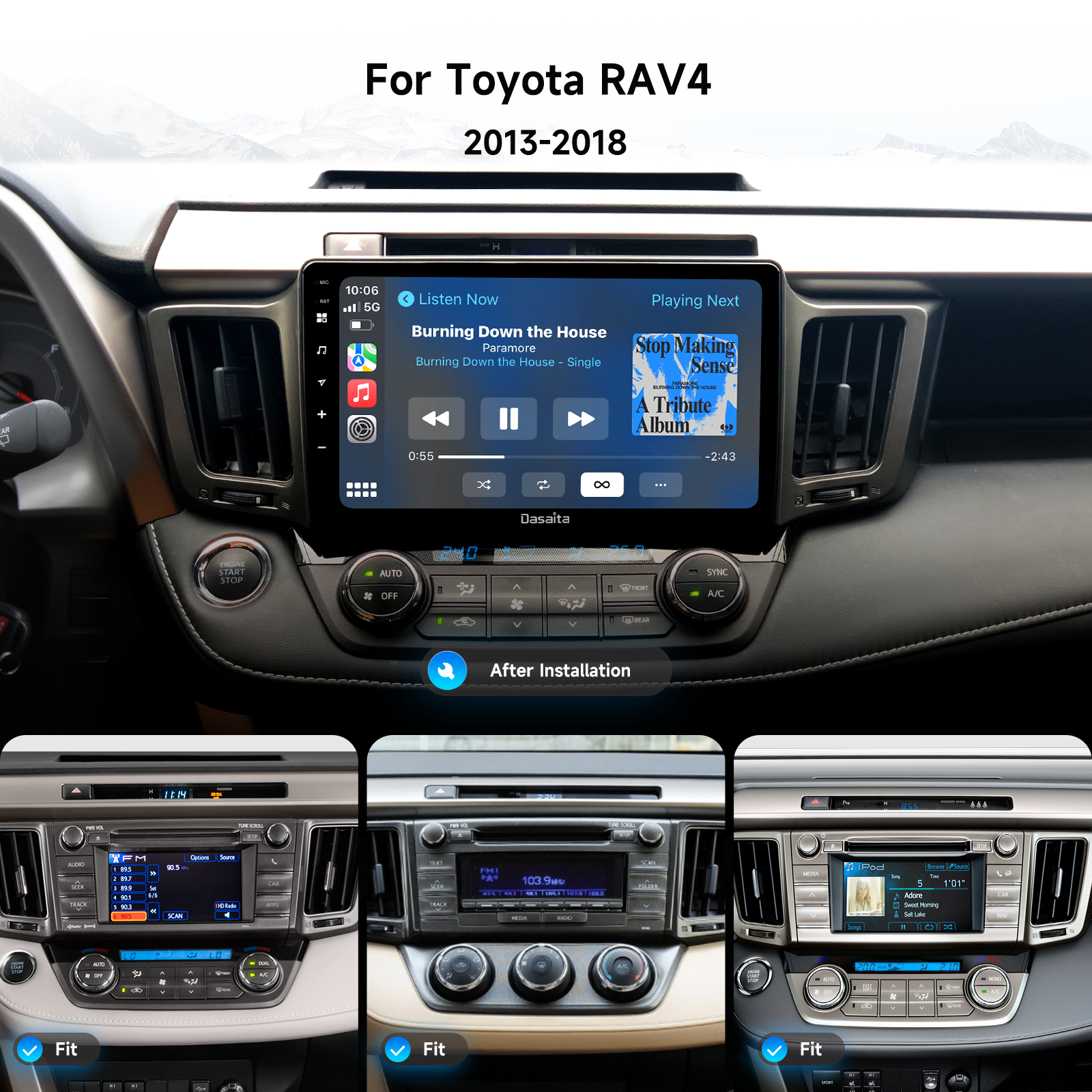 Dasaita Android13 Car Stereo for Toyota RAV4 2013-2018 LHD Wireless Carplay & Android Auto Car Radio | Qualcomm 665 | 9" QLED Screen | Wifi+4G LTE | 6G+64G | DTS|GPS Navigation Head Unit | Optical Output