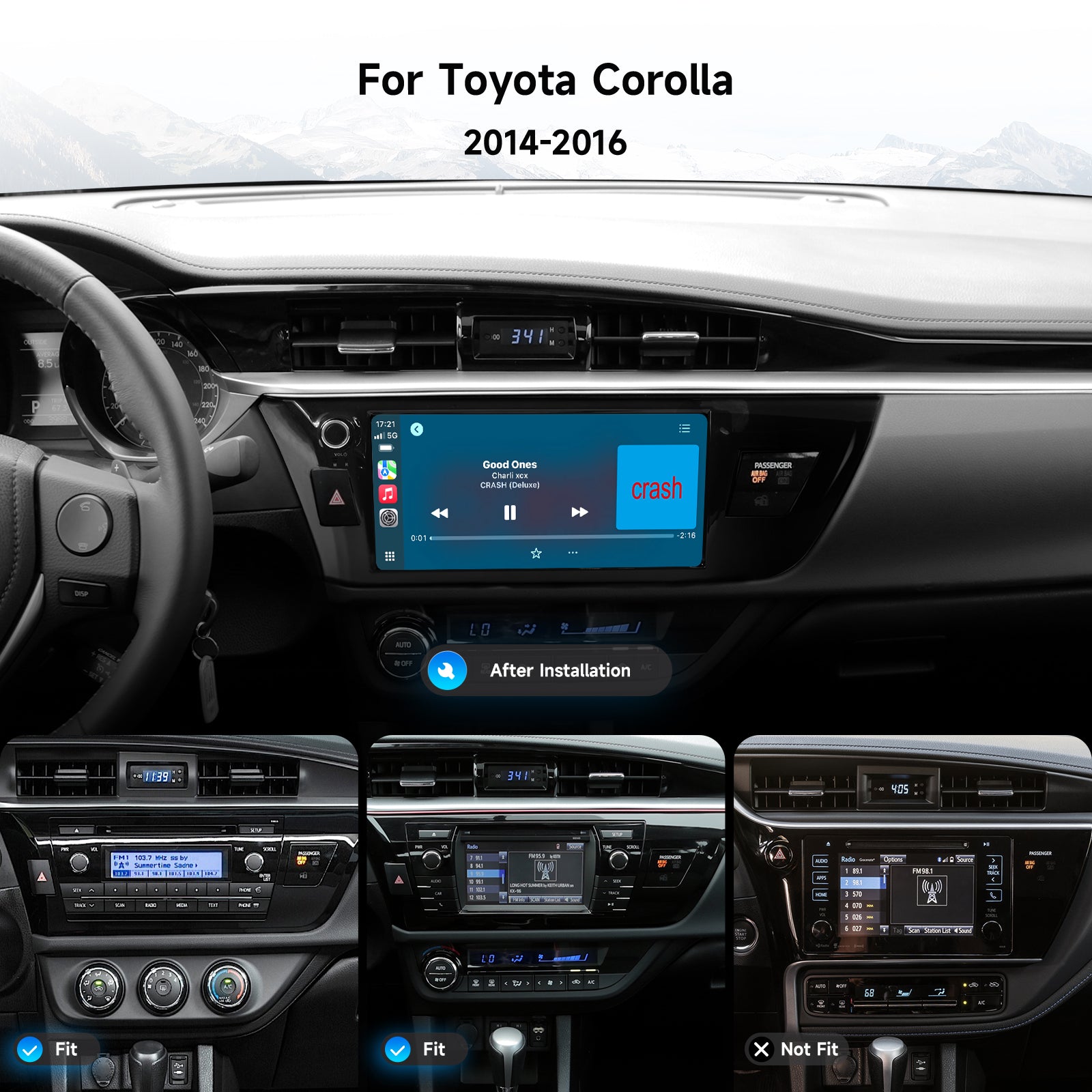 Dasaita Android13 10.33" Android Auto Stereo for Toyota Corolla 2014 2015 2016, Wireless Apple CarPlay, QLED Touchscreen, Plug and Play Retains Factory Controls