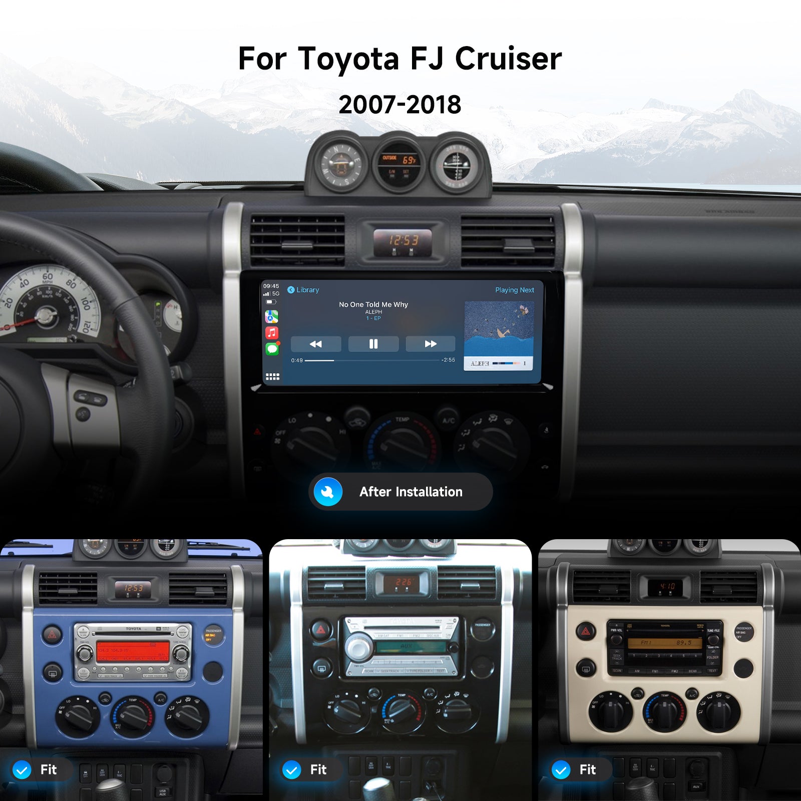 Dasaita Android13 Car Stereo for Toyota FJ Cruiser 2007-2018 Black Wireless Carplay & Android Auto Car Radio | Qualcomm 665 | 12.3" 2K QLED Screen | Wifi+4G LTE | 6G+64G | DTS|GPS Navigation Head Unit | Optical Output