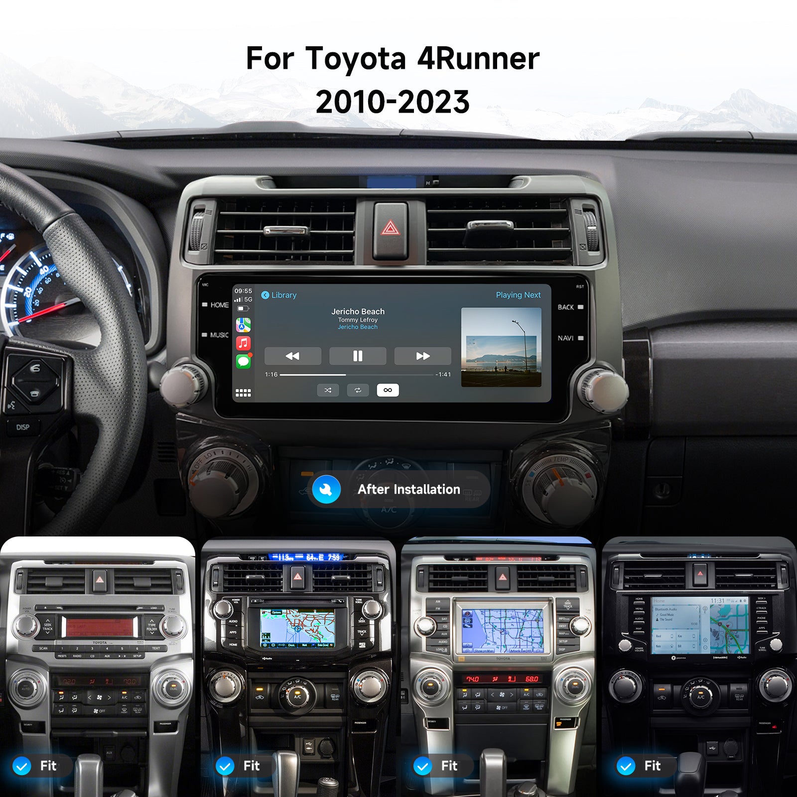 Dasaita Android13 10.25" 2K QLED Head Unit for 2010-2023 Toyota 4Runner w/ Physical Knob, 8+256GB, Wireless CarPlay, 4G LTE, TDA7808 Amp