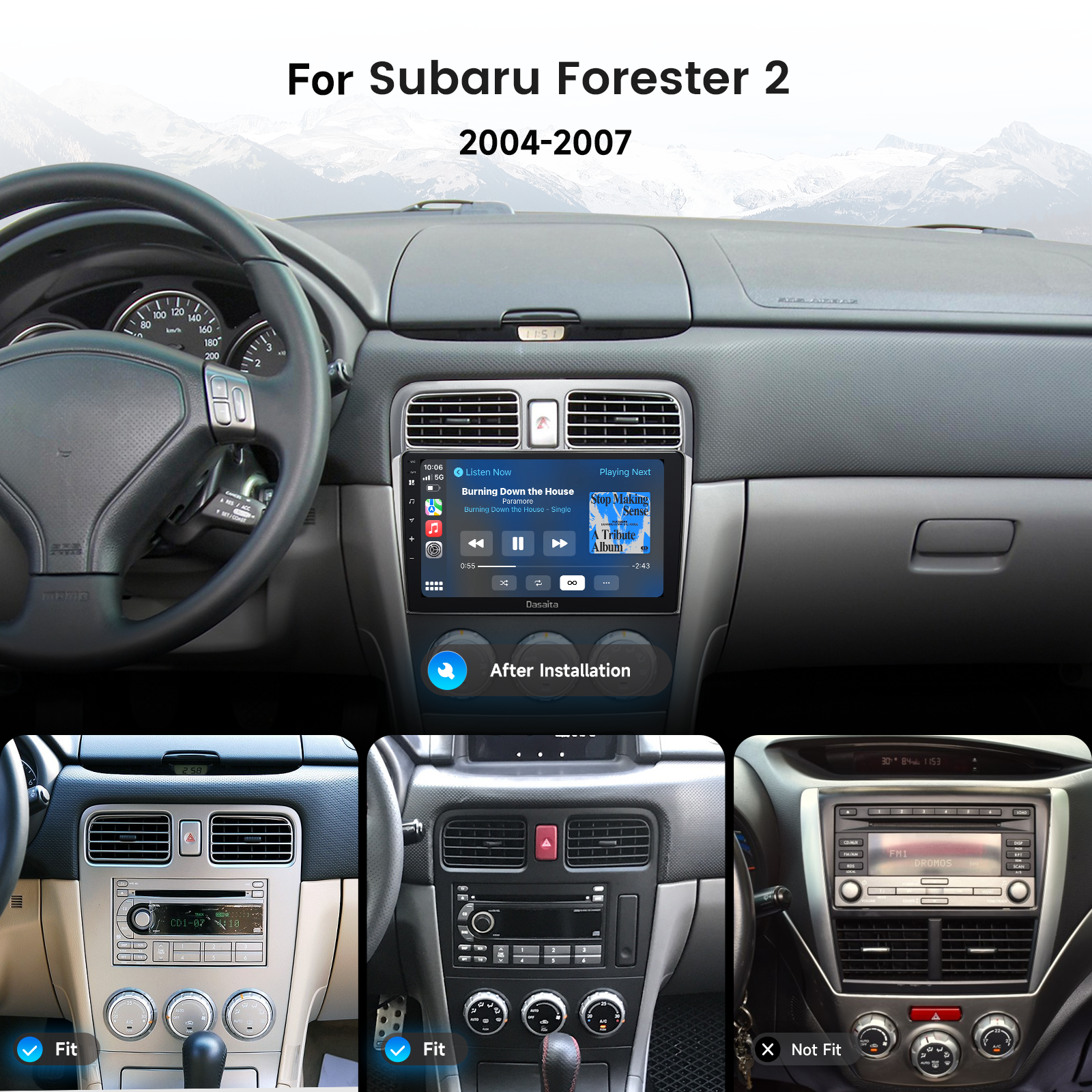 Dasaita Android 13 Car Stereo for Subaru Forester 2 2004-2007 Wireless Carplay & Android Auto Car Radio | Qualcomm 665 | 9" QLED Screen | Wifi+4G LTE | 6G+64G | DTS Head Unit | Optical Output