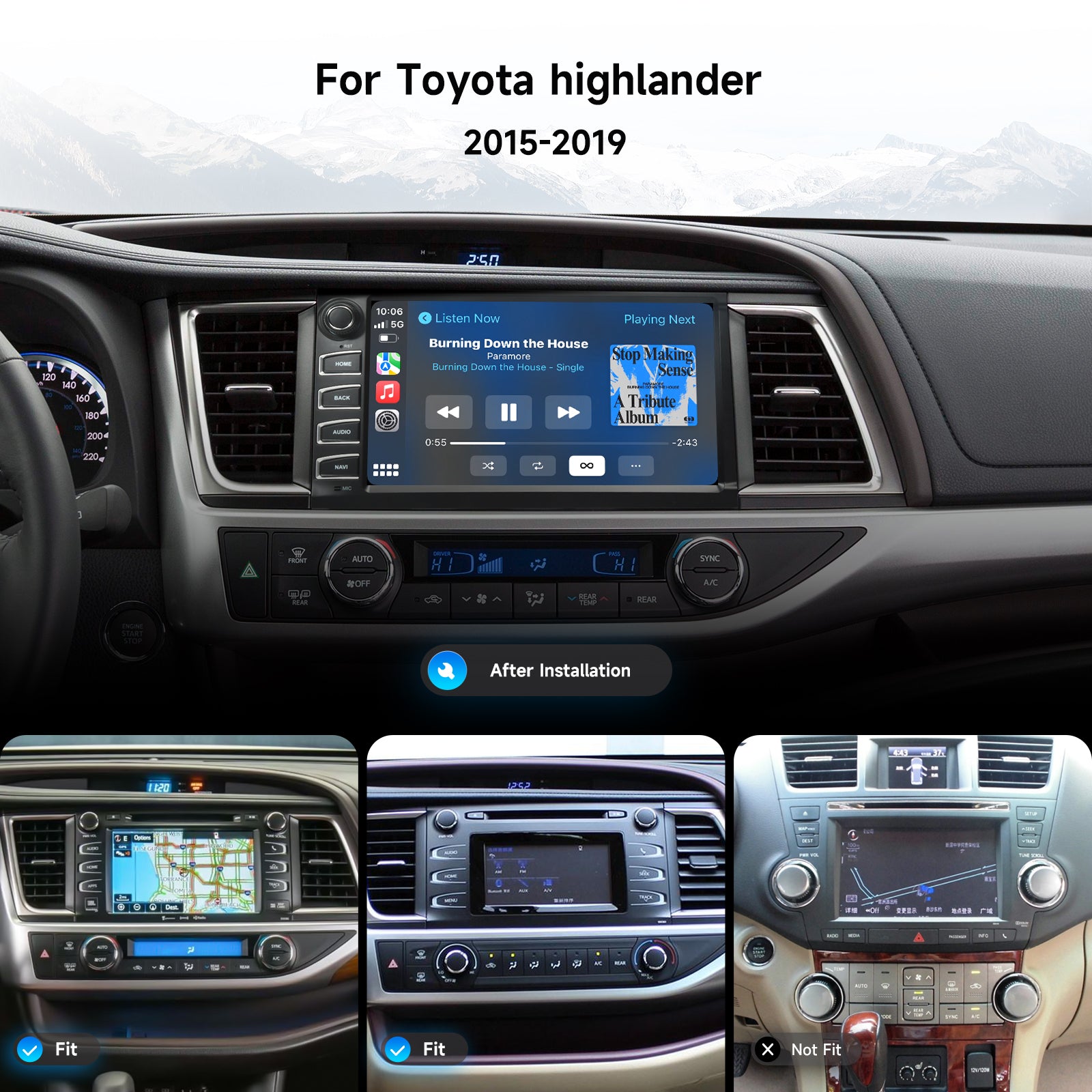 Dasaita 10.2″ Android 13 Car Stereo for Toyota Highlander 2015-2016-2017-2018-2019, Plug & Play Radio with Wireless Apple CarPlay & Android Auto, Qualcomm 665 6+64/8+256GB, TDA7808 Amp, Retains OEM Features