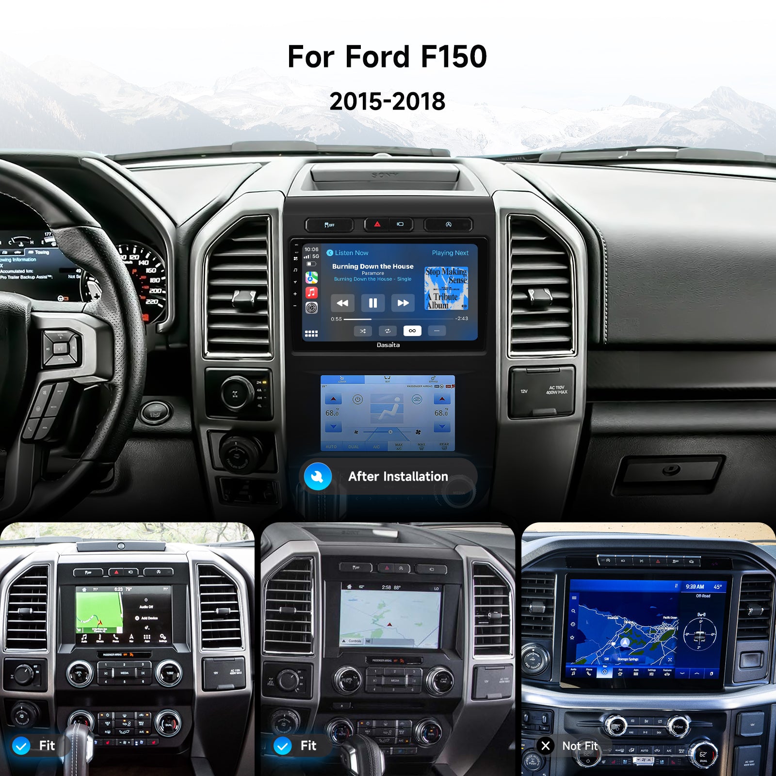 Dasaita Android13 Car Stereo for Ford F150 2015-2018 Wireless Carplay & Android Auto Car Radio | Qualcomm 665 | 9" QLED Screen | Wifi+4G LTE | 8G+256G| DTS|GPS Navigation Head Unit | Optical Output