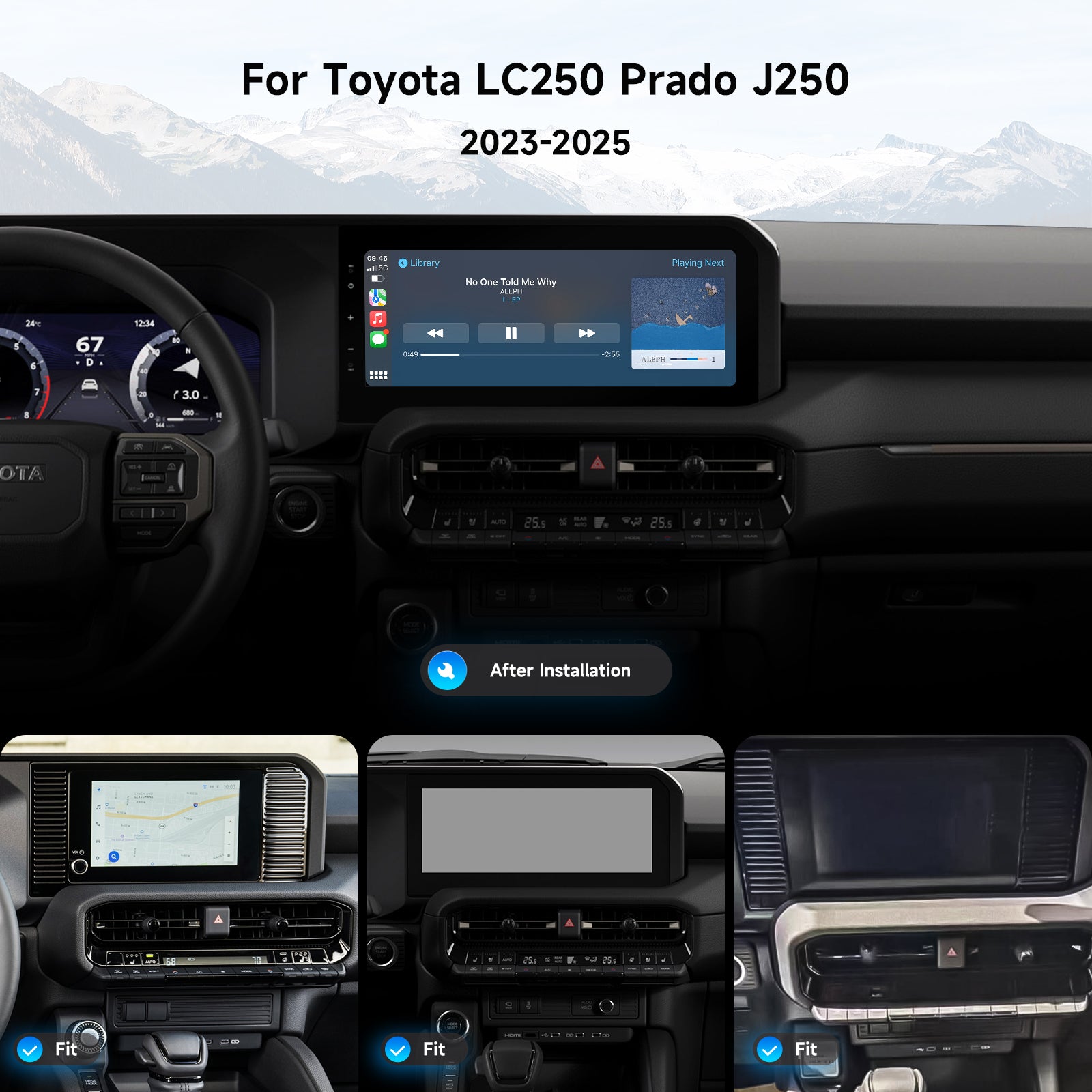 Dasaita Android13 Car Stereo for Toyota LC250 Prado J250 2023-2025 Wireless Carplay & Android Auto Car Radio | Qualcomm 665 | 12.3" QLED Screen | Wifi+4G LTE | 8G+256G | DTS|GPS Navigation Head Unit | Optical Output