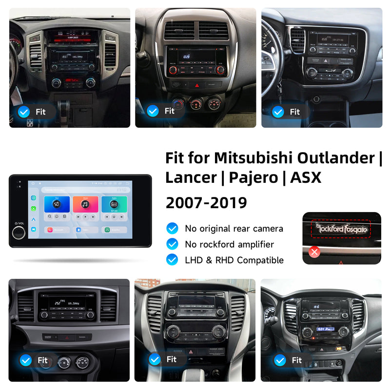 Dasaita Android 13 Car Stereo for Mitsubishi Universal Lancer ASX Outlander Pajero| Wireless CarPlay & Android Auto | 7" QLED Screen with Knob | Plug & Play | OEM Function Retention