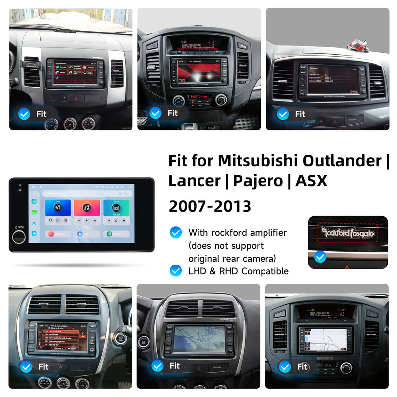 Dasaita Android 13 Car Stereo for Mitsubishi Universal Lancer ASX Outlander Pajero| Wireless CarPlay & Android Auto | 7" QLED Screen with Knob | Plug & Play | OEM Function Retention