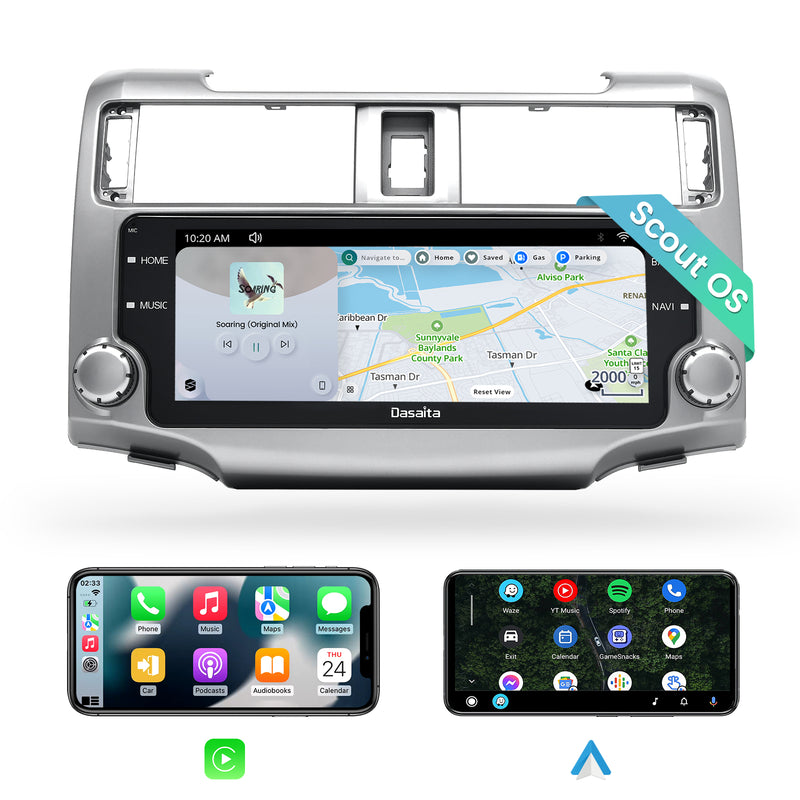 Dasaita Scout10 Toyota 4runner 2010 2011 2012 2013 2014 2015 2016 2017 2018 2019 Car Stereo 10.25 Inch Carplay Android Auto PX6 4G+64G Android10 Silver 1280*480 DSP AHD Radio