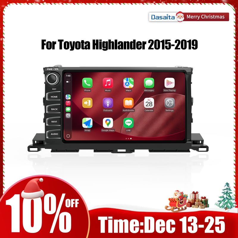Dasaita Android13 Car Stereo for Toyota Highlander 2015-2019 Wireless Carplay & Android Auto Car Radio | Qualcomm 665 | 10.2" QLED Screen | Wifi+4G LTE | 6G/8G+64G/256G | DTS|GPS Navigation Head Unit | Optical Output