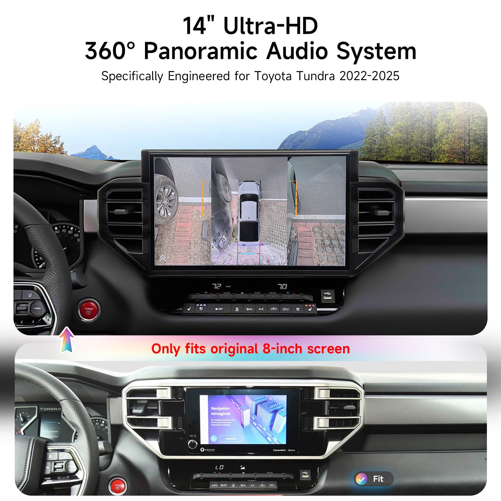 Dasaita Vivid13 Car Stereo for Toyota Tundra 2022-2025 Black Wireless Carplay & Android Auto Car Radio | Qualcomm 665 | 14" 2K QLED Screen | Wifi+4G LTE |8G+256G | DTS|GPS Navigation Head Unit | Optical Output
