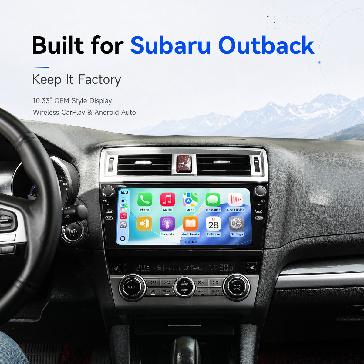 Dasaita Android 13 10.33″ for Subaru Outback & Legacy (2015-2019) QLED Factory Style Head Unit | Octa-Core 8+128GB | Wireless CarPlay/Android Auto | Hi-Fi Audio & Physical Knob | Plug & Play Upgrade