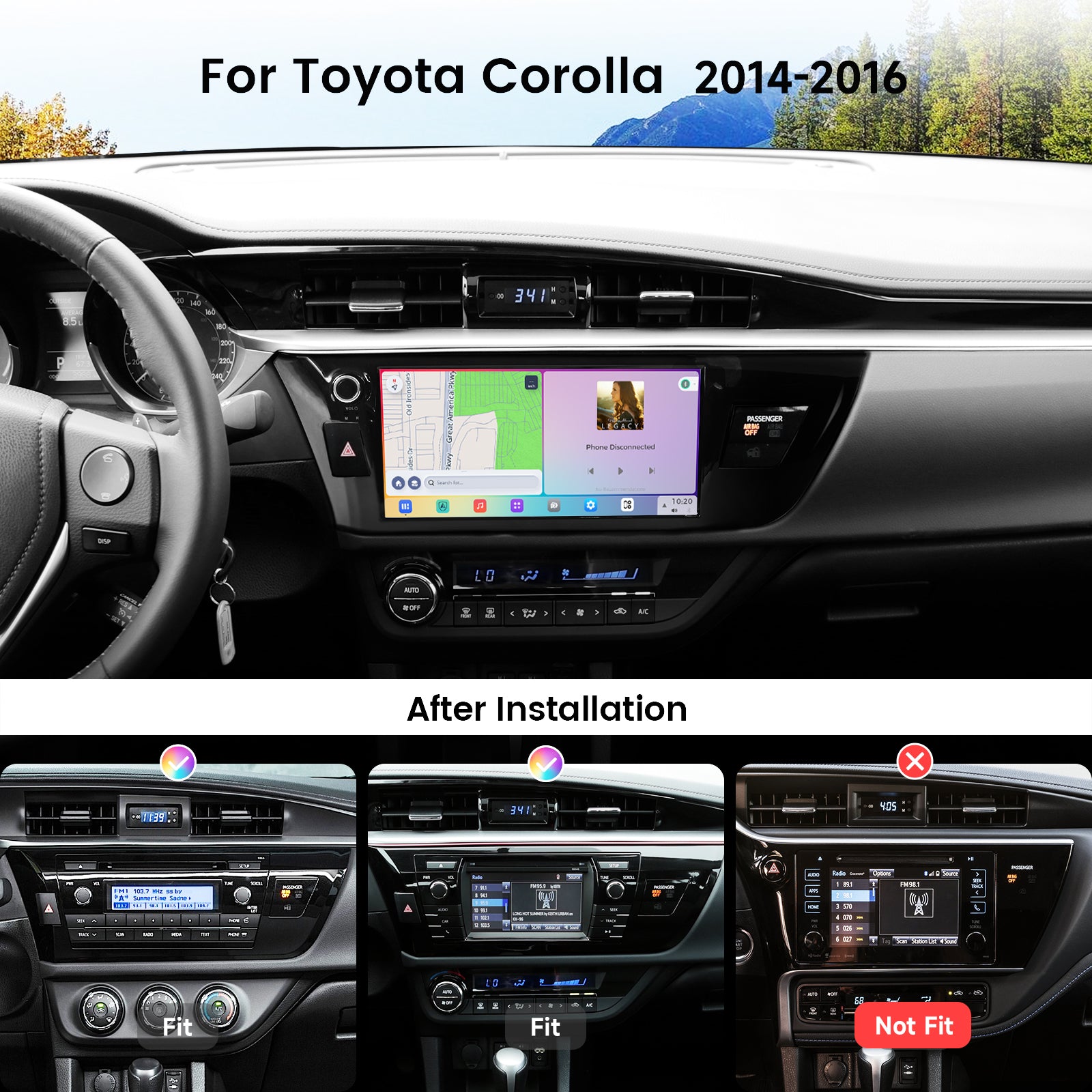 Dasaita Vivid13 Car Stereo for Toyota Corolla 2014-2016 LHD Wireless Carplay & Android Auto Car Radio | Qualcomm 665 | 10.33" QLED Screen | Wifi+4G LTE | 8G+256G | DTS|GPS Navigation Head Unit | Optical Output