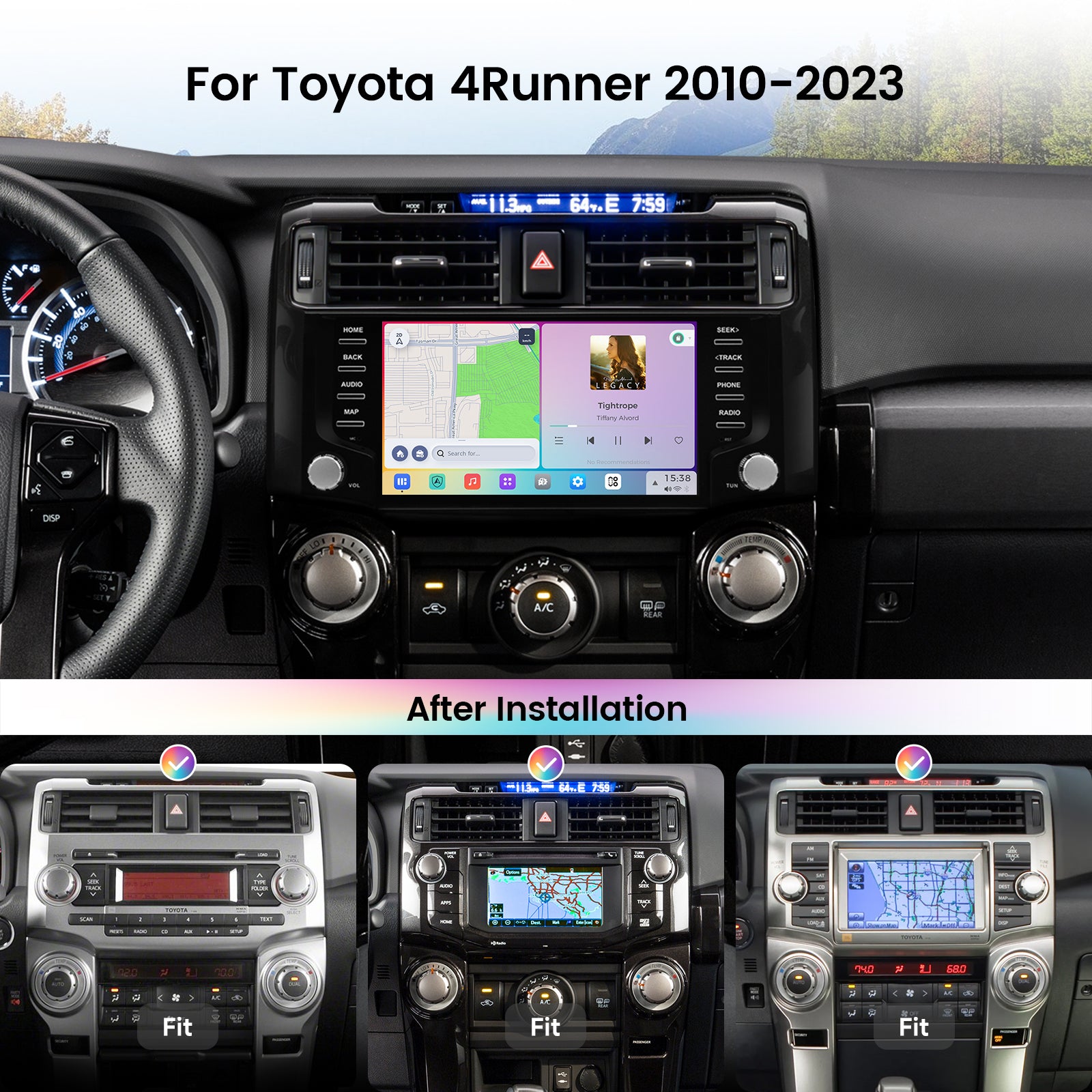 Dasaita Vivid13 Car Stereo for Toyota 4Runner 2010-2023 Black Wireless Carplay & Android Auto Car Radio | Qualcomm 665 | 9" QLED Screen | Wifi+4G LTE | 8G+256G | DTS|GPS Navigation Head Unit | Optical Output