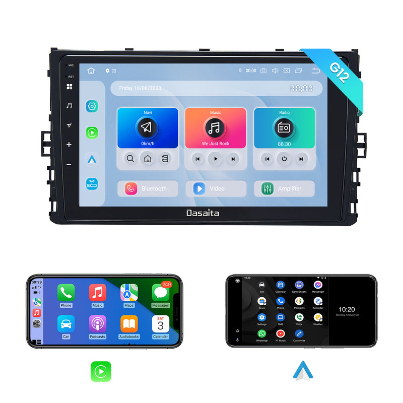 Dasaita Android12 Car Stereo for VW Tiguan Atlas Polo Jetta 2018-2020 Wireless Carplay & Android Auto Car Radio| Qualcomm 665 | 9" QLED Screen | Wifi+4G LTE |6G+64G|DSP|GPS Navigation Head Unit| Optical Output