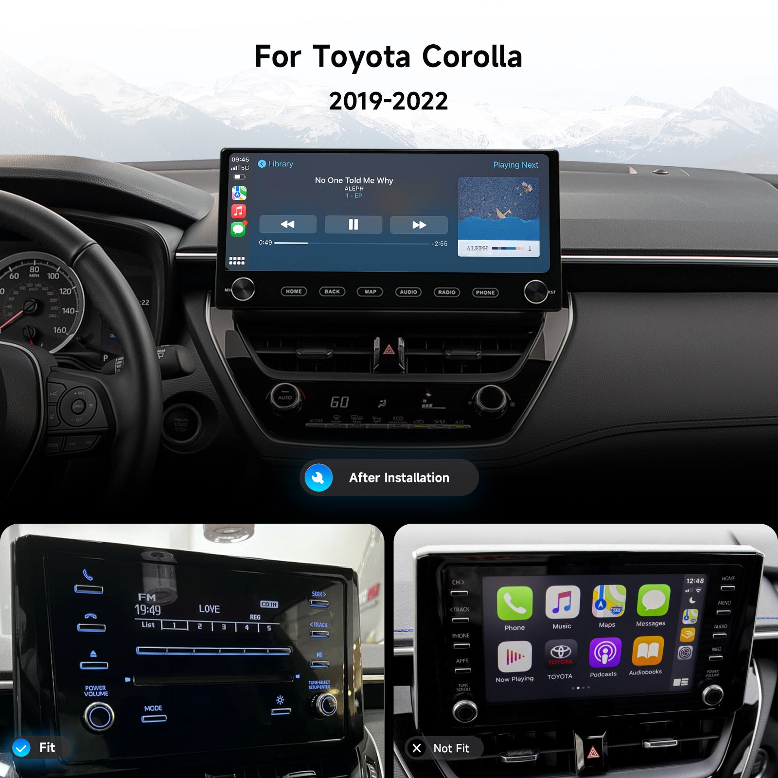 Dasaita 12.3" 2K Android 13 Stereo for Toyota Corolla 2021 2022, Qualcomm 665 8+256GB, Built-in Physical Knobs, Wireless CarPlay & Android Auto, 4G LTE, Support OEM 360 Camera
