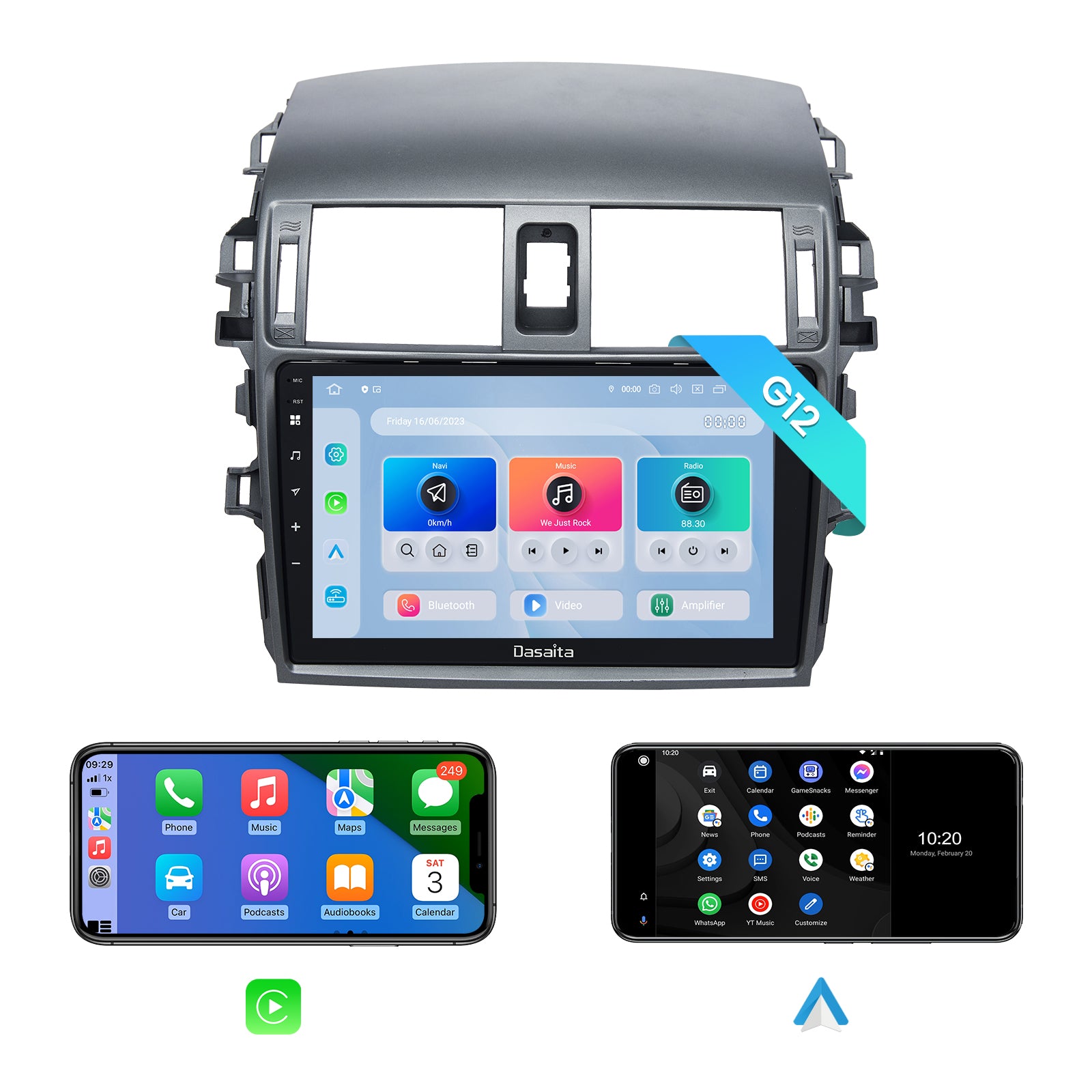 Dasaita Android12 Car Stereo for Toyota Corolla Auris 2007-2013 Wireless Carplay & Android Auto Car Radio| Qualcomm 665 | 9" QLED Screen | Wifi+4G LTE |6G+64G|DSP|GPS Navigation Head Unit| Optical Output