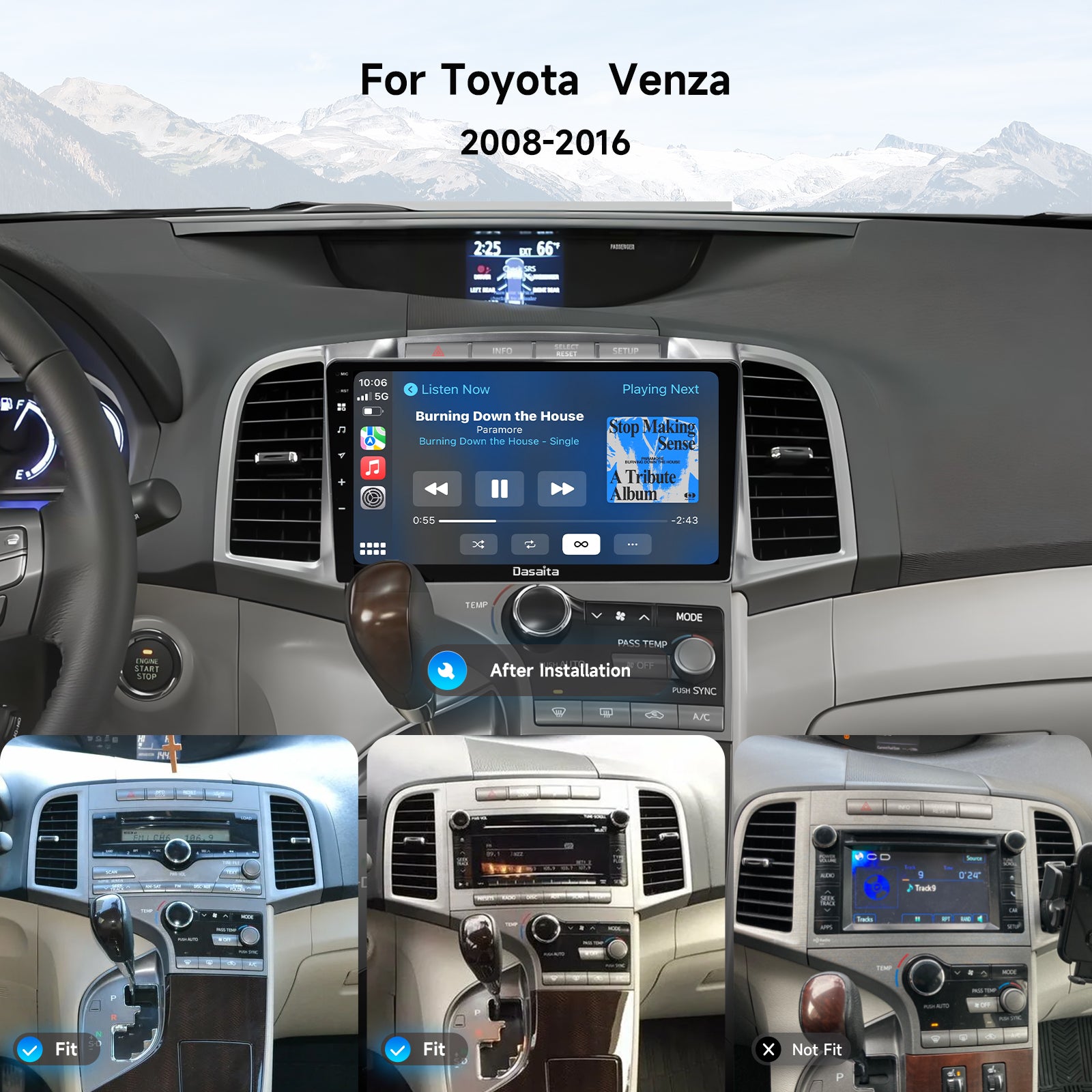 Dasaita Android 13 Car Stereo for Toyota Venza 2008-2016 Wireless Carp