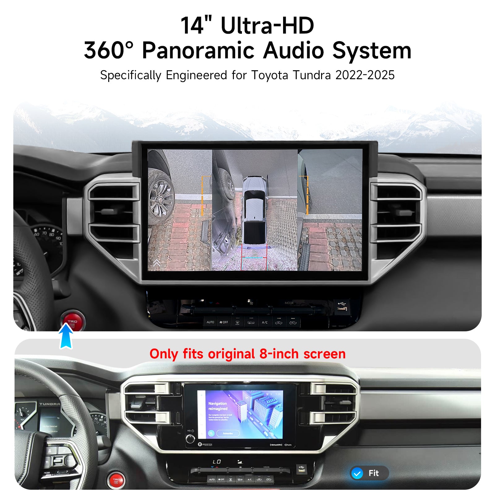 Dasaita for 2022-2025 Toyota Tundra Android 13 Car Stereo | Wireless CarPlay & 14" QLED Touchscreen | 4G LTE & 8GB RAM for Off-Road Audio|AHD Camera
