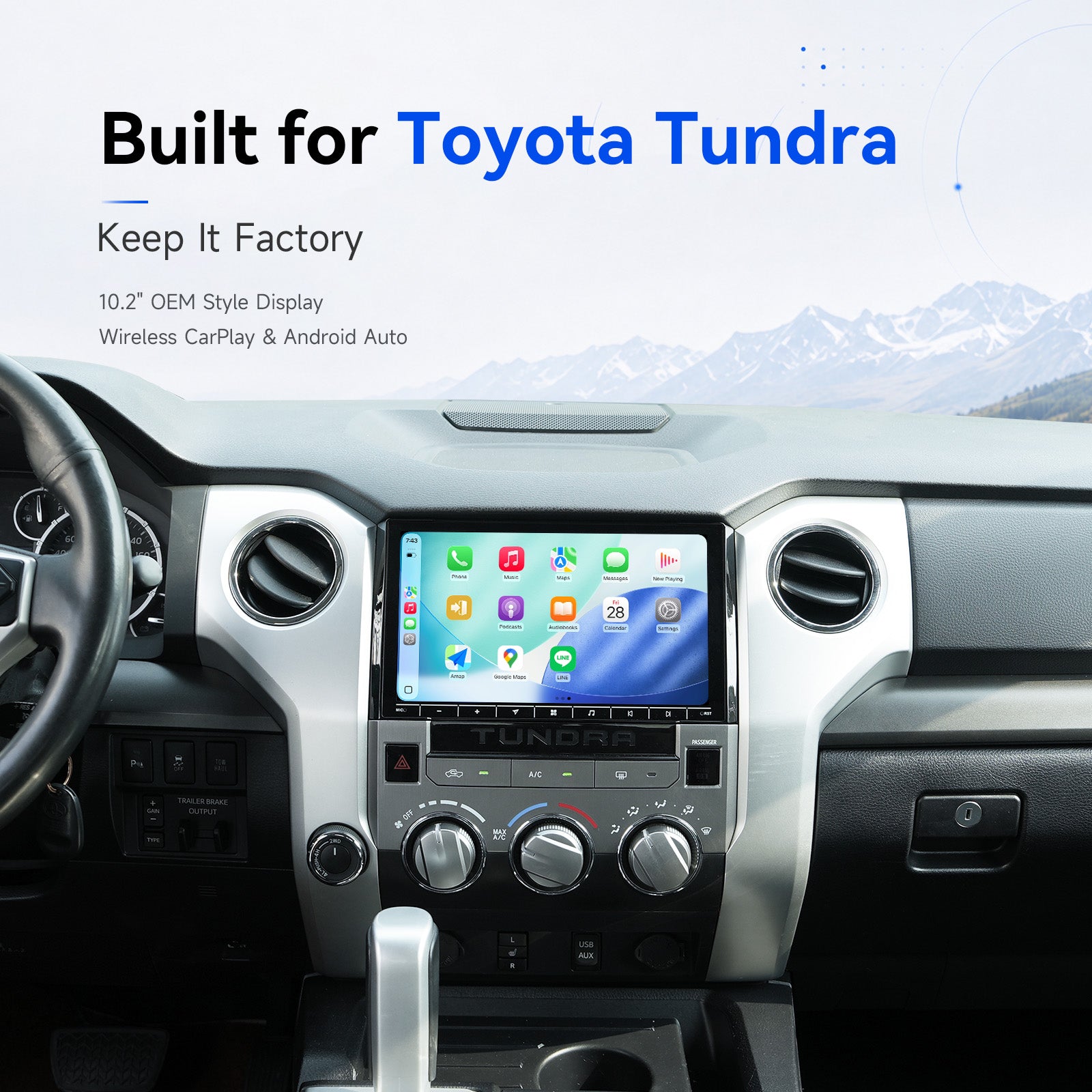 Dasaita Android 13 for Toyota Tundra 2014-2021 | Wireless CarPlay & Android Auto | 10.2" QLED | Qualcomm 665 | DTS | 4G LTE | Plug&Play