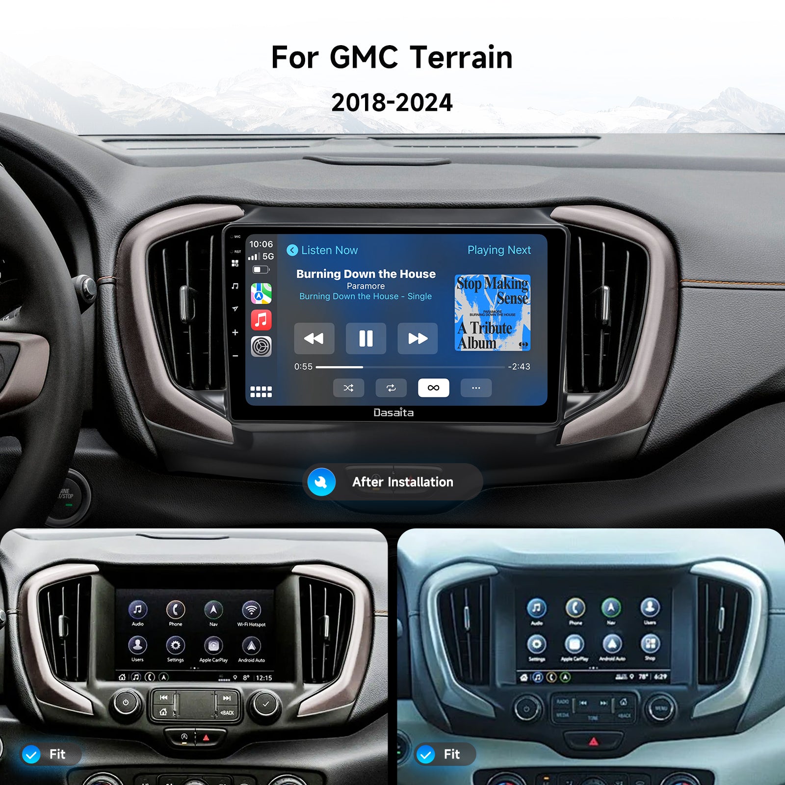 Dasaita Android13 Car Stereo for GMC Terrain 2018-2024 Wireless Carplay & Android Auto Car Radio| Qualcomm 665 | 9" QLED Screen | Wifi+4G LTE |6G+64G|DTS|GPS Navigation Head Unit| Optical Output