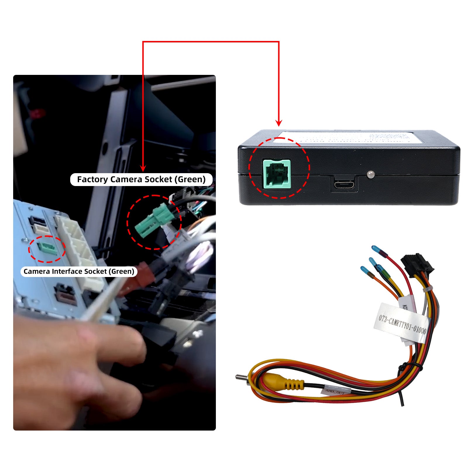 Toyota OEM Backup Camera Converter for 2022+ RAV4 / Tundra / Tacoma/ Corolla – Plug & Play Factory Camera Retention Adapter