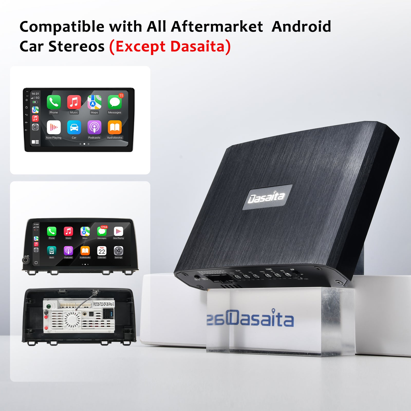 Dasaita HA-ST5 Plug & Play 4-Channel Car DSP Amplifier - High Power, Bluetooth Audio, Extreme Temp Resistance, Customizable Sound for Premium In-Car Audio