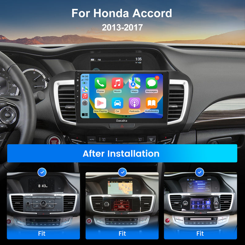 Dasaita Android12 Car Stereo for Honda Accord 2013-2017 LHD Wireless Carplay & Android Auto Car Radio | Qualcomm 665 | 10.2" QLED Screen | Wifi+4G LTE | 8+256G | DSP|GPS Navigation Head Unit | Optical Output