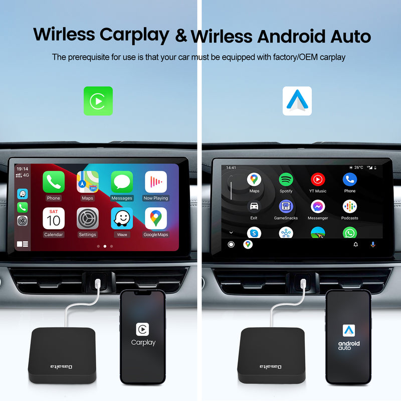 Dasaita Car AI Box Original Carplay to Android 10 USB Plug and Play Mini Box RAM 4G ROM 64G HDMI (Wireless&Wired)
