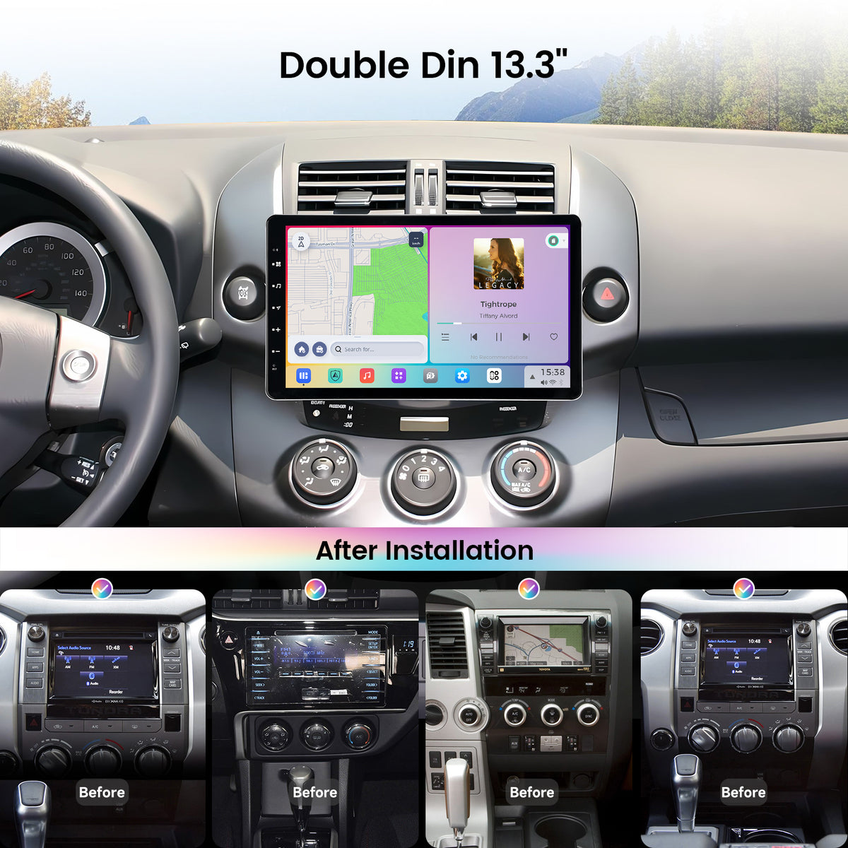 Dasaita Vivid13 Car Stereo for 13.3" Universal Double Din Wireless Carplay & Android Auto Car Radio | Qualcomm 665 | 2K QLED Screen | Wifi+4G LTE | 8G+256G | DTS|GPS Navigation Head Unit | Optical Output
