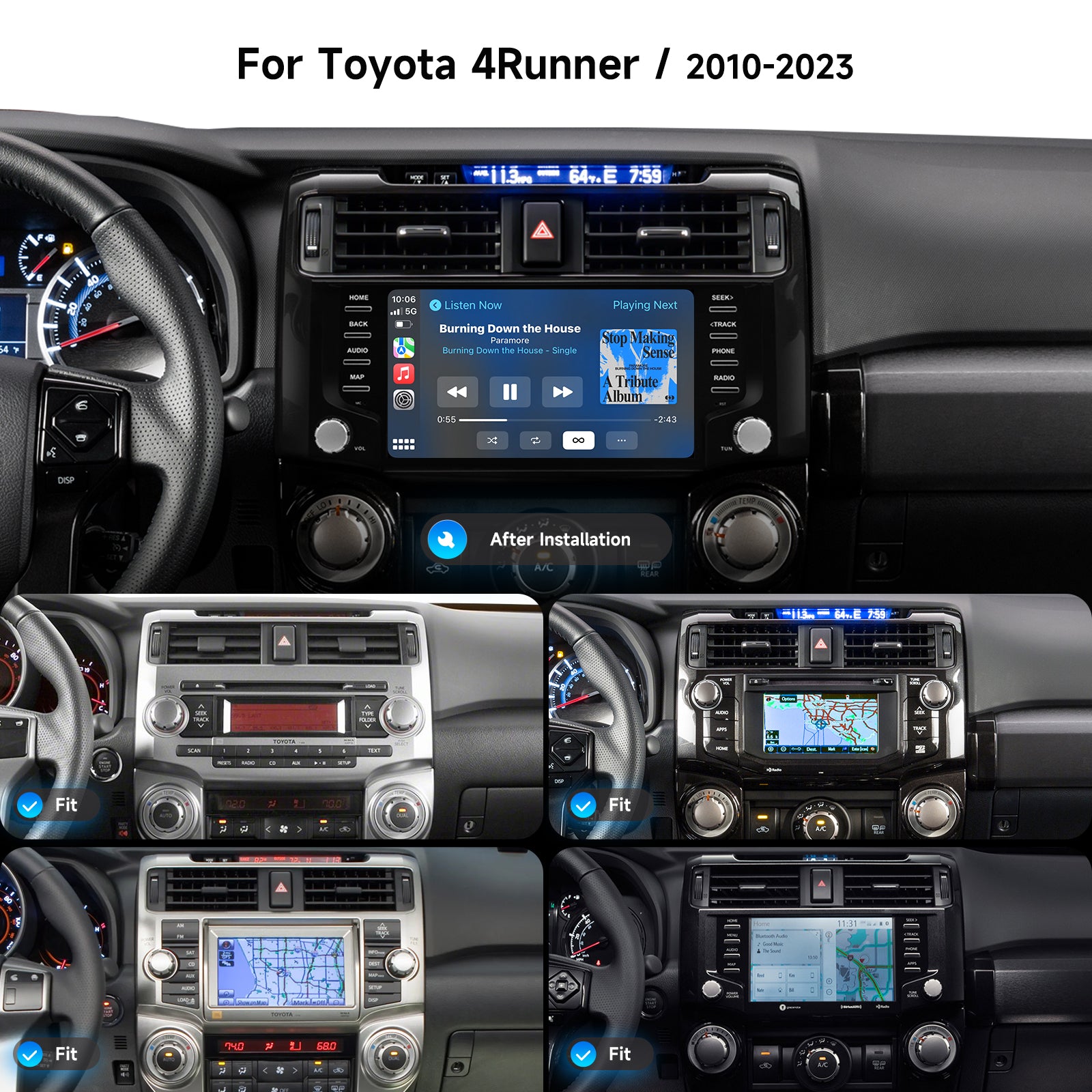 Dasaita Android13 Car Stereo for Toyota 4Runner 2010-2023 Black Wireless Carplay & Android Auto Car Radio | Qualcomm 665 | 9" QLED Screen | Wifi+4G LTE |6G/8G+64G/256G | DTS Head Unit | Optical Output