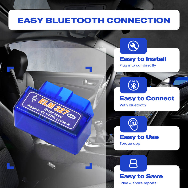 Dasaita OBD2 Car Automotive Diagnostic Scanner Save & Share Reports Torque app Plug into Car directly Car Diagnostic Scanner Tool Accessory
