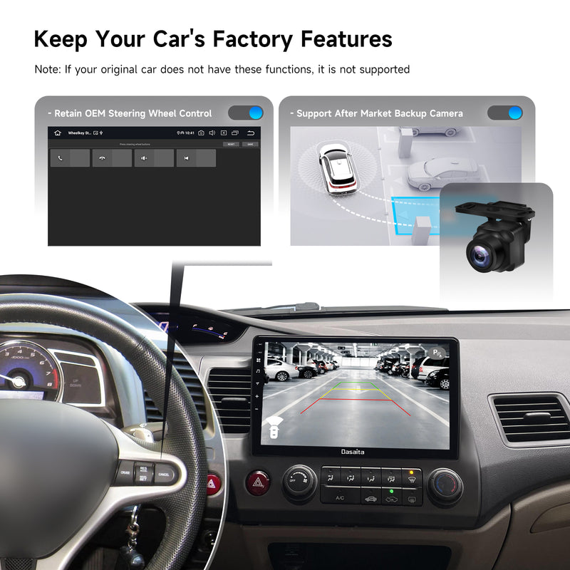 Dasaita Android13 Car Stereo for Honda Civic 2007-2011 Wireless Carplay & Android Auto Car Radio| Qualcomm 665 | 10.2" QLED Screen | Wifi+4G LTE |6G+64G|DTS|GPS Navigation Head Unit| Optical Output