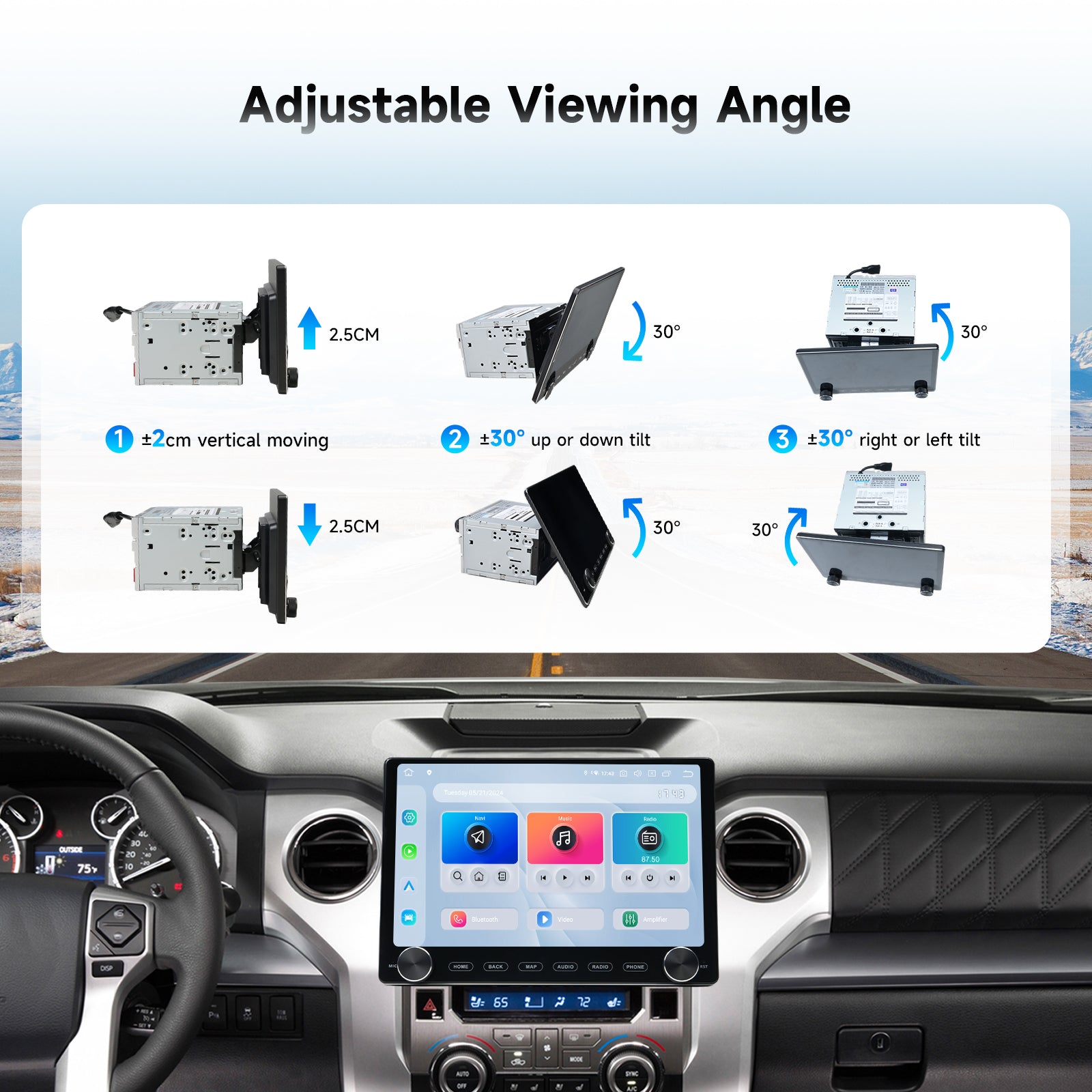 Dasaita Android13 Car Stereo for Universal 2 Din 11.6" Wireless Carplay & Android Auto Car Radio | Qualcomm 665 |2K QLED Screen| Wifi+4G LTE|6G+64G|DTS|GPS Navigation Head Unit|Optical Output