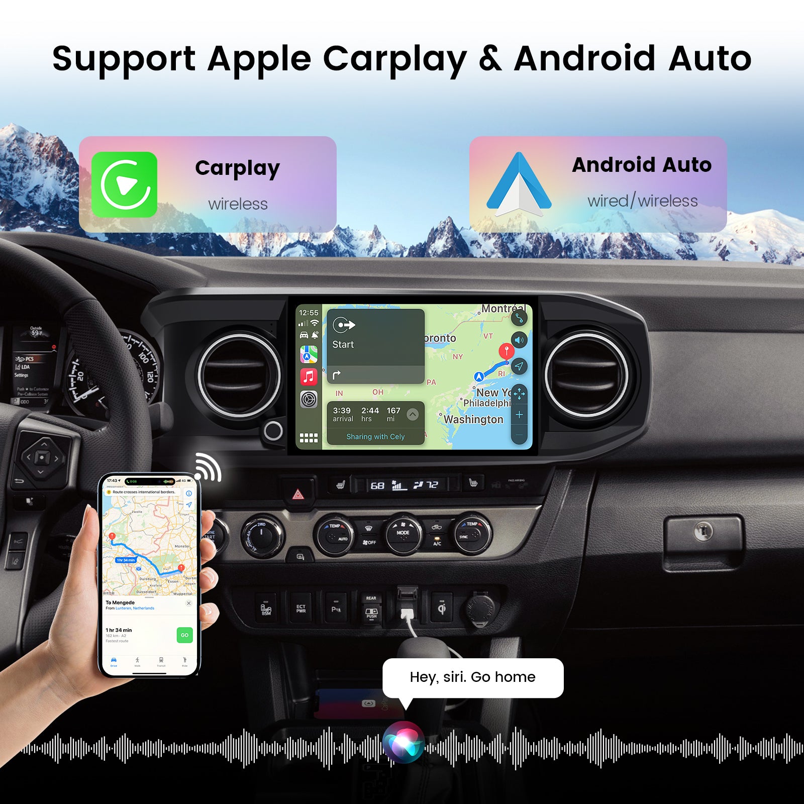 Dasaita Vivid13 Car Stereo for Toyota Tacoma 2016-2022 Wireless Carplay & Android Auto Car Radio|Qualcomm 665|11.6"QLED Screen|Wifi+4G LTE|8+256G|DTS Head Unit|Optical Output