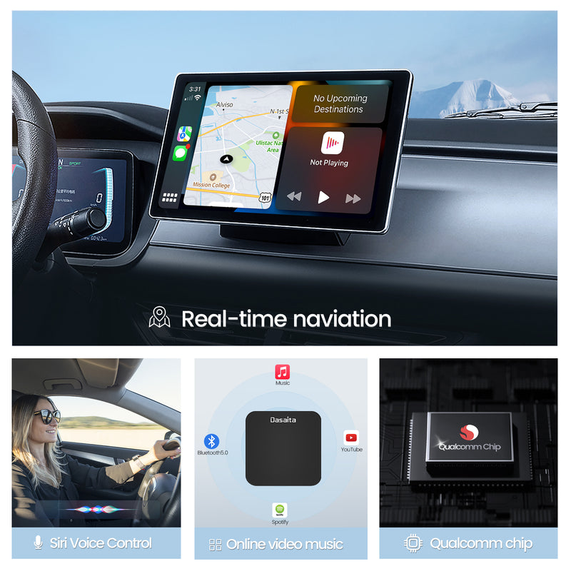 Dasaita Car AI Box Original Carplay to Android 10 USB Plug and Play Mini Box RAM 4G ROM 64G HDMI (Wireless&Wired)