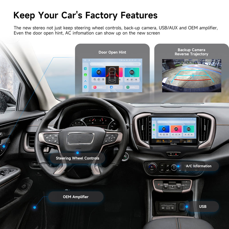 Dasaita Android13 Car Stereo for GMC Terrain 2018-2024 Wireless Carplay & Android Auto Car Radio| Qualcomm 665 | 10.2" QLED Screen | Wifi+4G LTE |6G+64G|DTS|GPS Navigation Head Unit| Optical Output