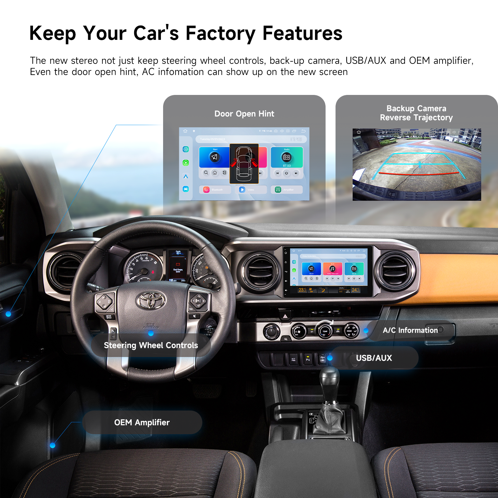 Dasaita Plug & Play Android 13 Car Stereo for Toyota | 9″ QLED Screen | Qualcomm 665 6/8+64/256GB | Wireless CarPlay & Android Auto | 4G LTE | TDA7850 & DTS Sound | GPS Navigation