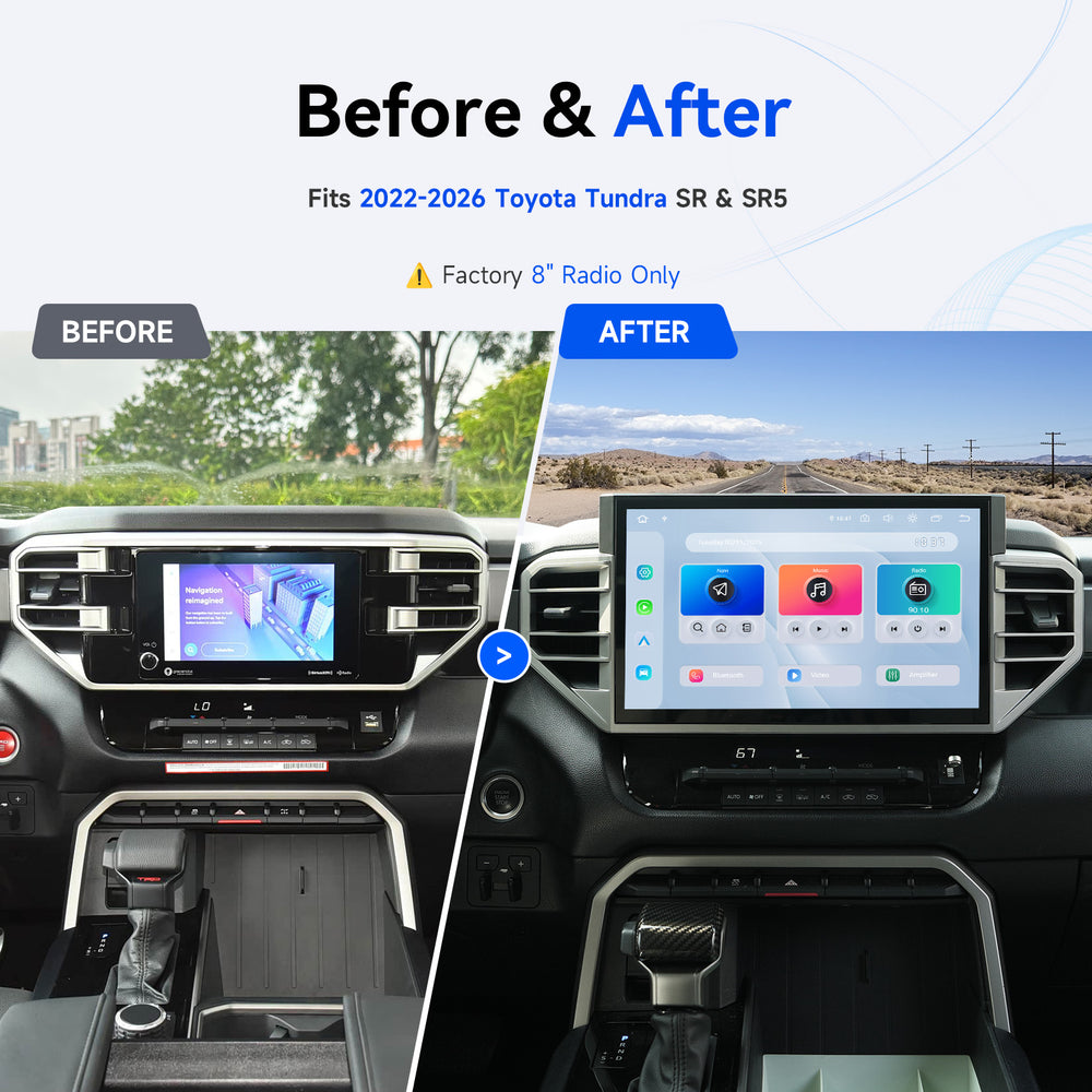 Toyota Tundra factory 8-inch vs Dasaita 14-inch screen upgrade