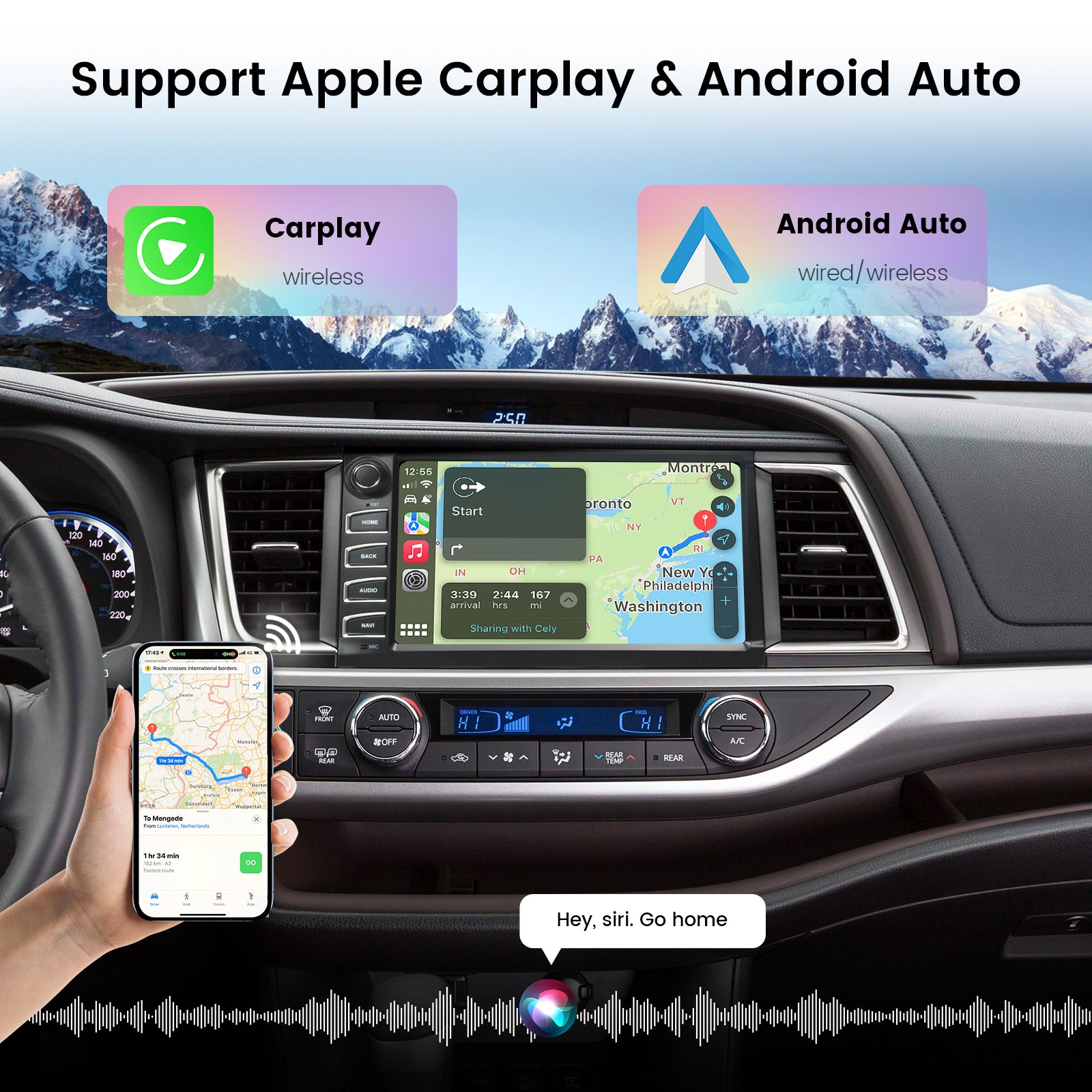 Dasaita Vivid13 Car Stereo for Toyota Highlander 2015-2019 Wireless Carplay & Android Auto Car Radio | Qualcomm 665 | 10.2" QLED Screen | Wifi+4G LTE | 8G+256G | DTS|GPS Navigation Head Unit | Optical Output