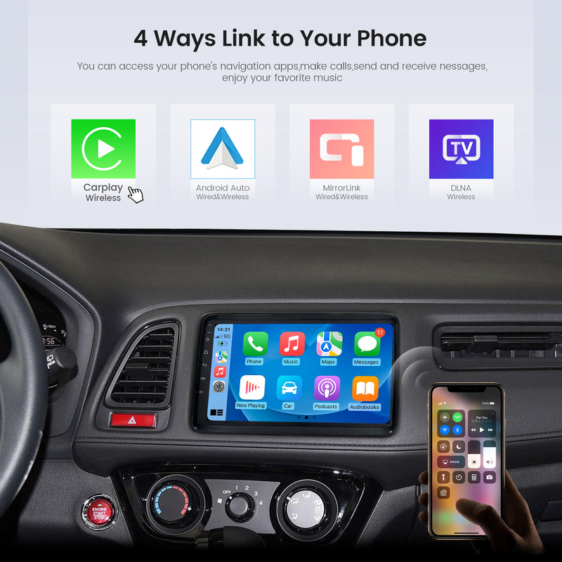 Dasaita Android12 Car Stereo for Honda Vezel HR-V HRV 2013-2022 Wireless Carplay & Android Auto Car Radio | Qualcomm 665 | 9" QLED Screen | Wifi+4G LTE | 6G+64G | DSP|GPS Navigation Head Unit | Optical Output