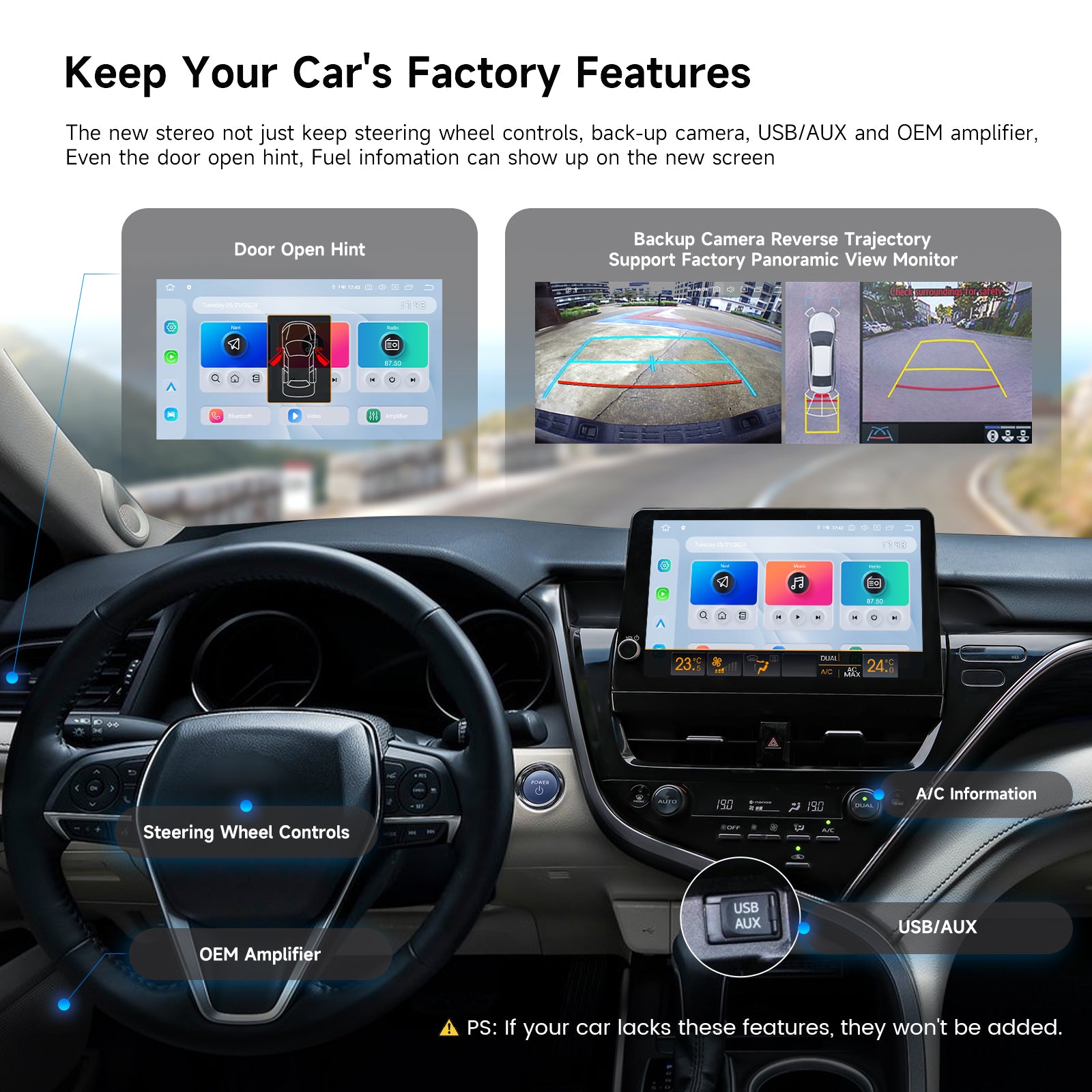 Dasaita 11.6" Android 13 Head Unit for Toyota Camry 2021-2023 | Wireless CarPlay, Volume Knob, 8GB+256GB